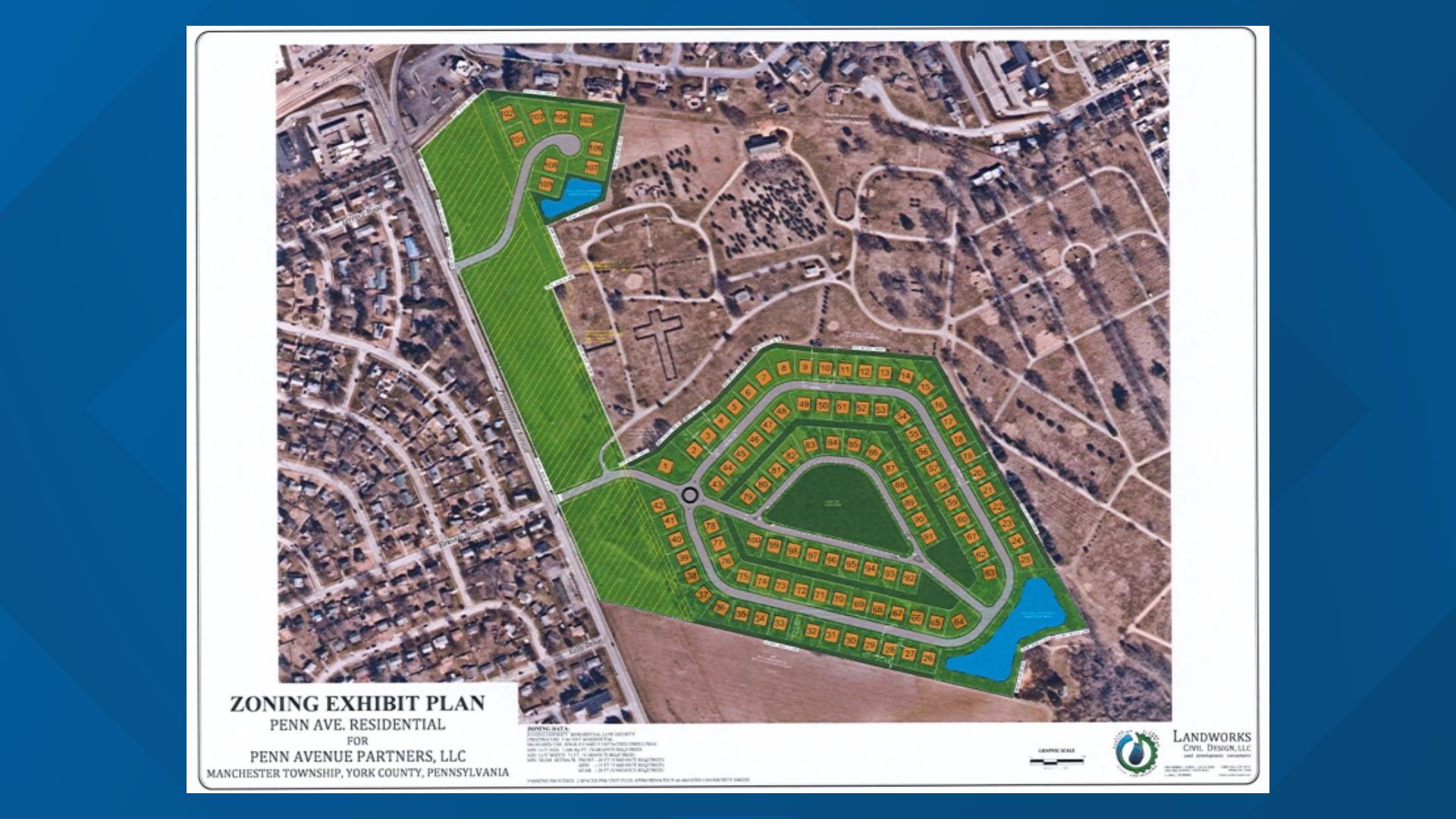 The real estate company plans to build 100 homes along a 50-acre plot of land next to the historic cemetery. 