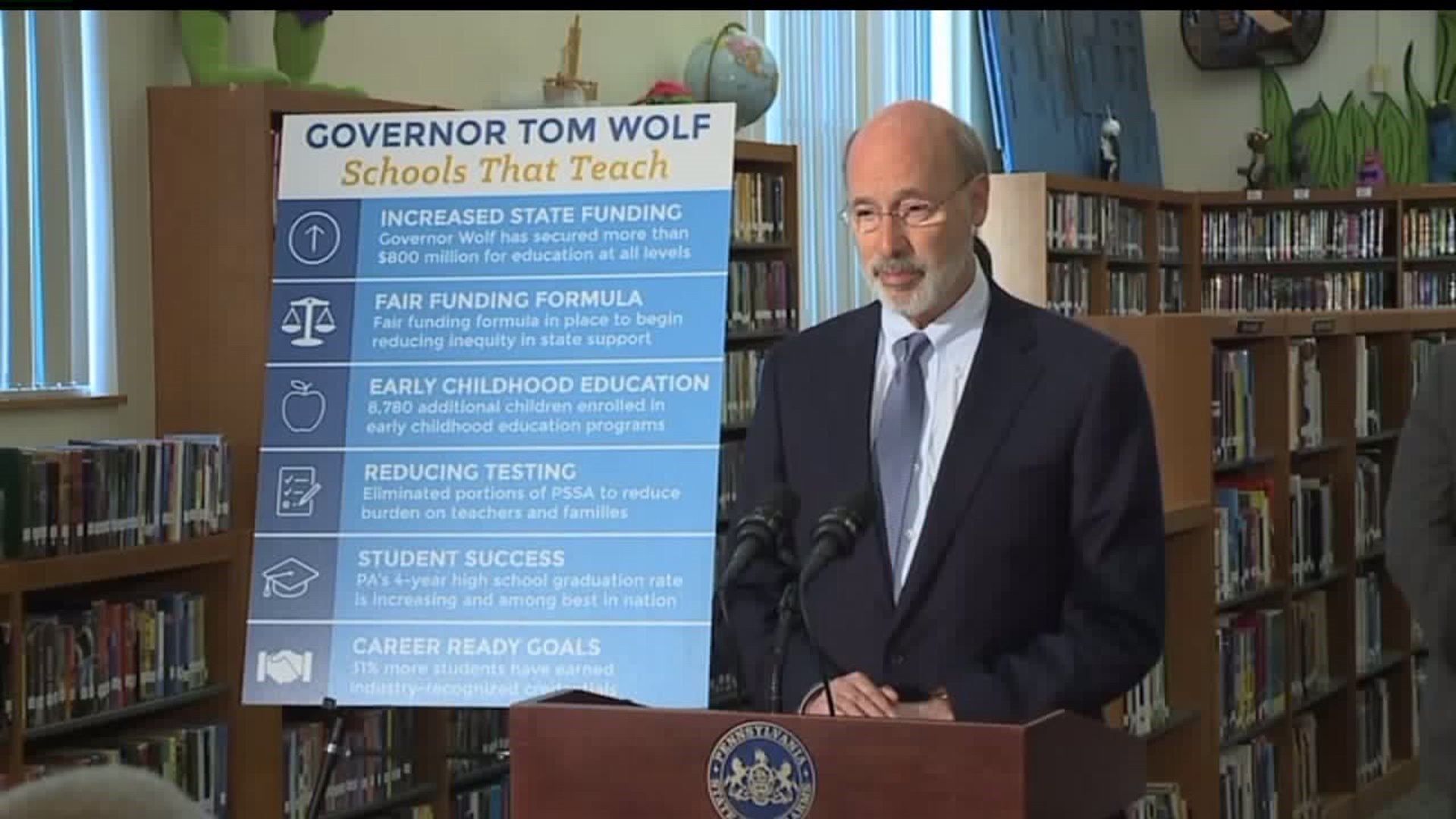 PSSA testing announcement from Gov. Tom Wolf