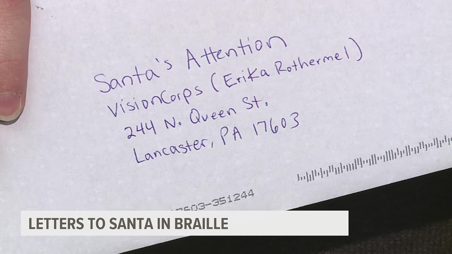 The invitation is open to all children of all ages, whether they're visually impaired or not. Each letter will receive a response from Santa, also in braille.