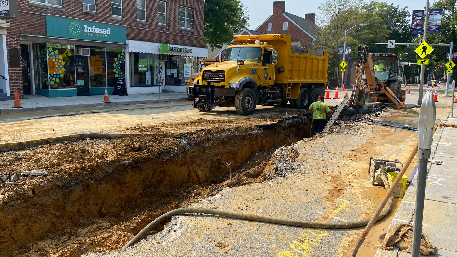 Water main break closes road near Hanover Borough Municipal Building ...