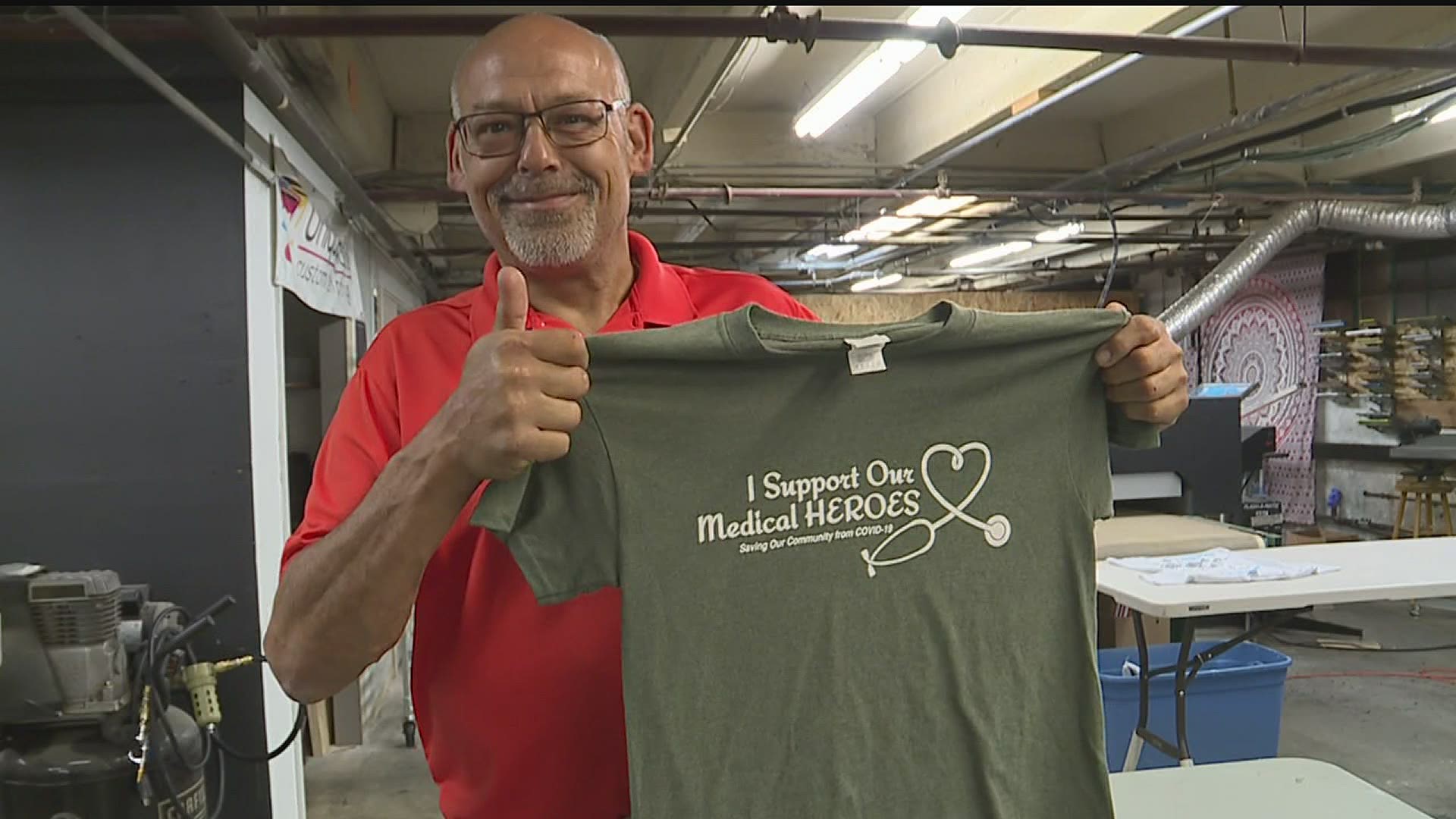 A Lancaster County man is designing and selling t-shirts to support nurses and doctors working directly with COVID-19 patients.