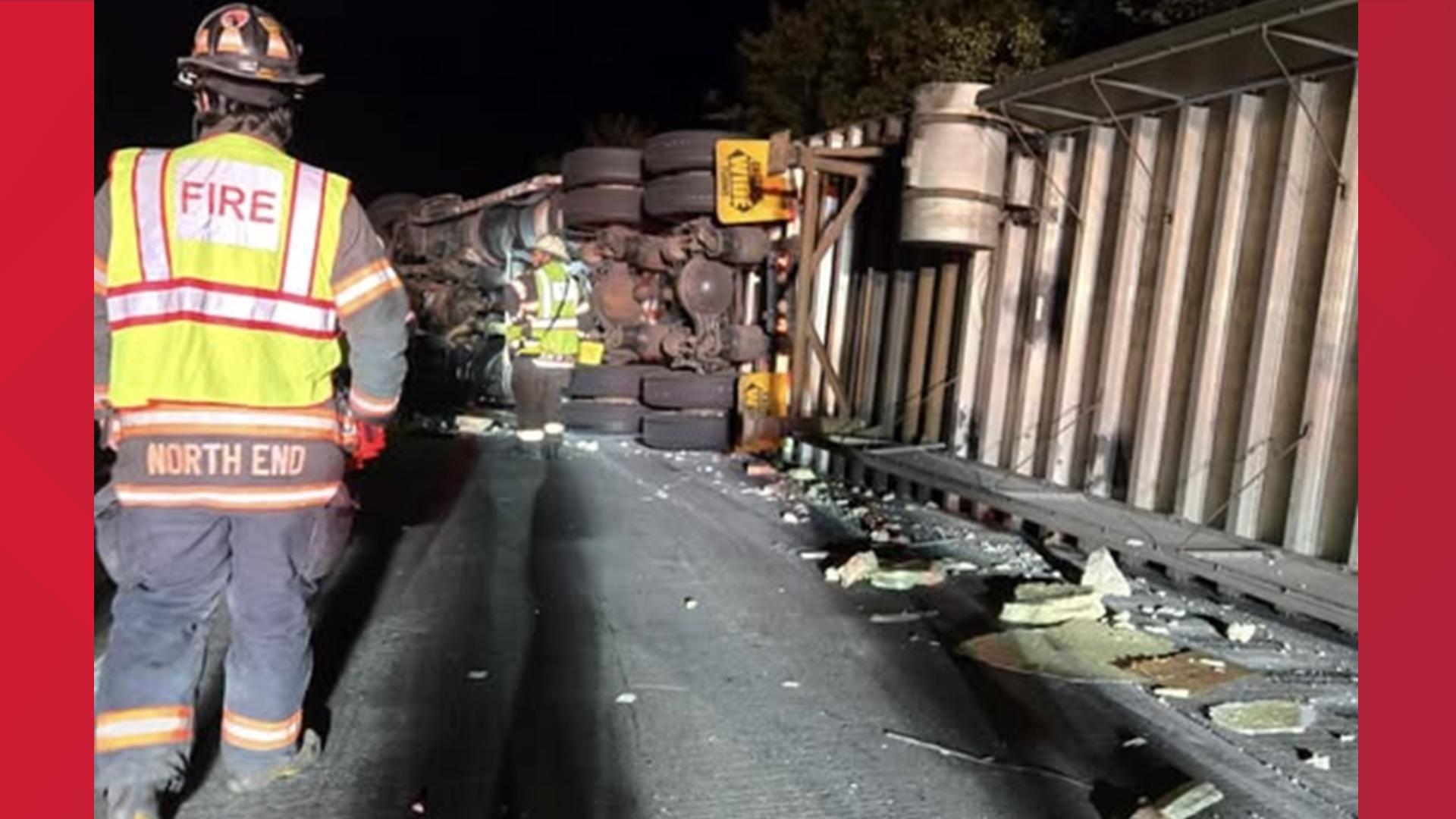 Stretch of I-81 northbound closed after tractor-trailer overturns ...