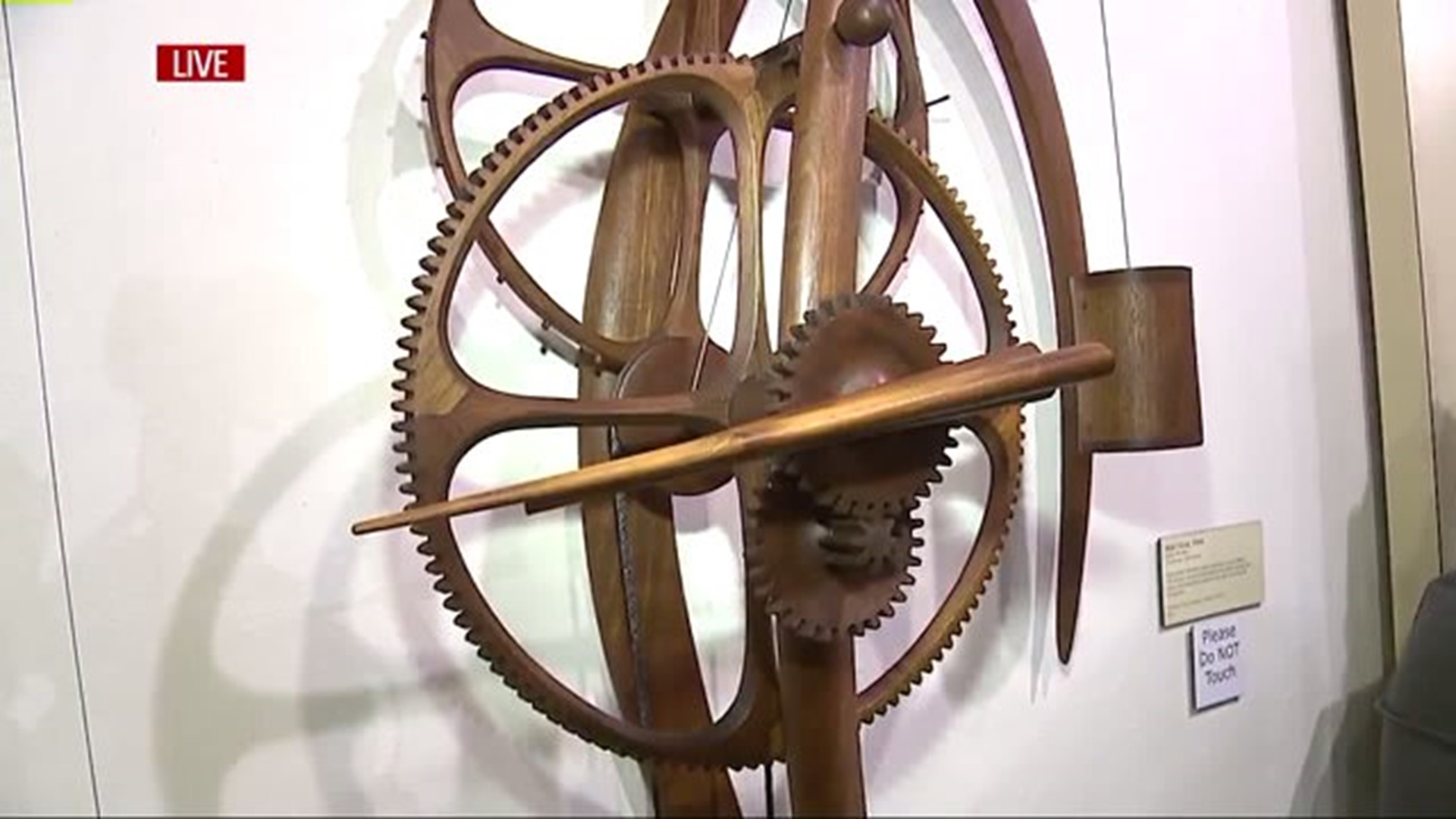 A clock damaged in a viral video is repaired and back on display at the Watch and Clock Museum in Lancaster
