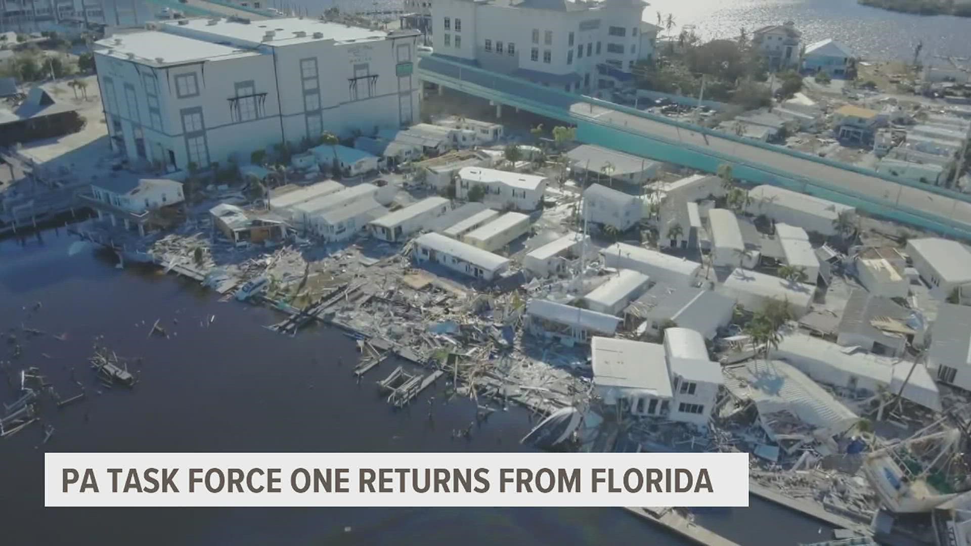 The task force went to Florida at the end of September to assist in search and rescue operations. The team was deployed for about two weeks.