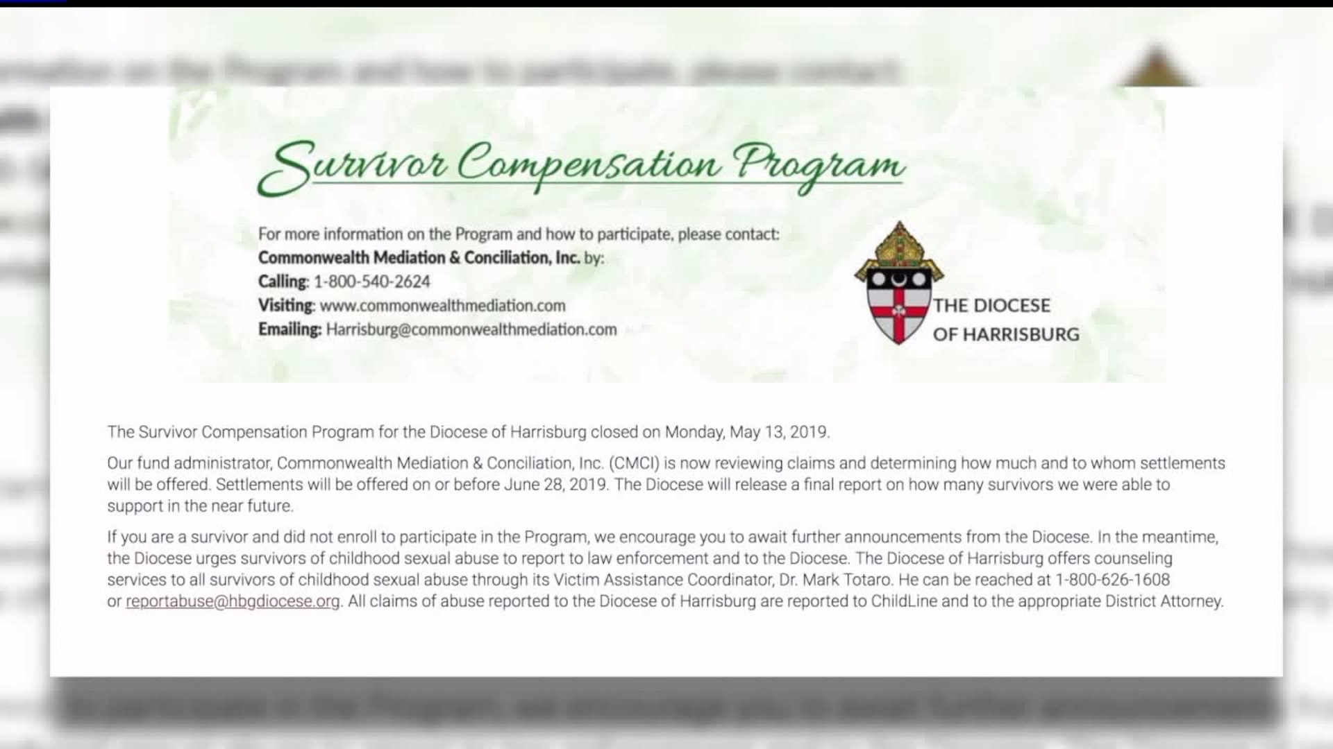 Clergy abuse survivors receive compensation offers