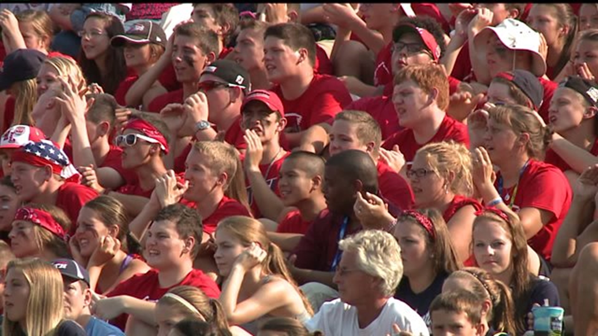 A sea of red cheers on Red Land at the Little League World Series game