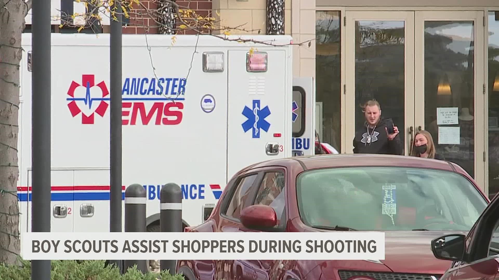 A group of Boy Scouts that was outside Park City Mall in Lancaster helped people escaping the shooting incident that happened Oct. 17.