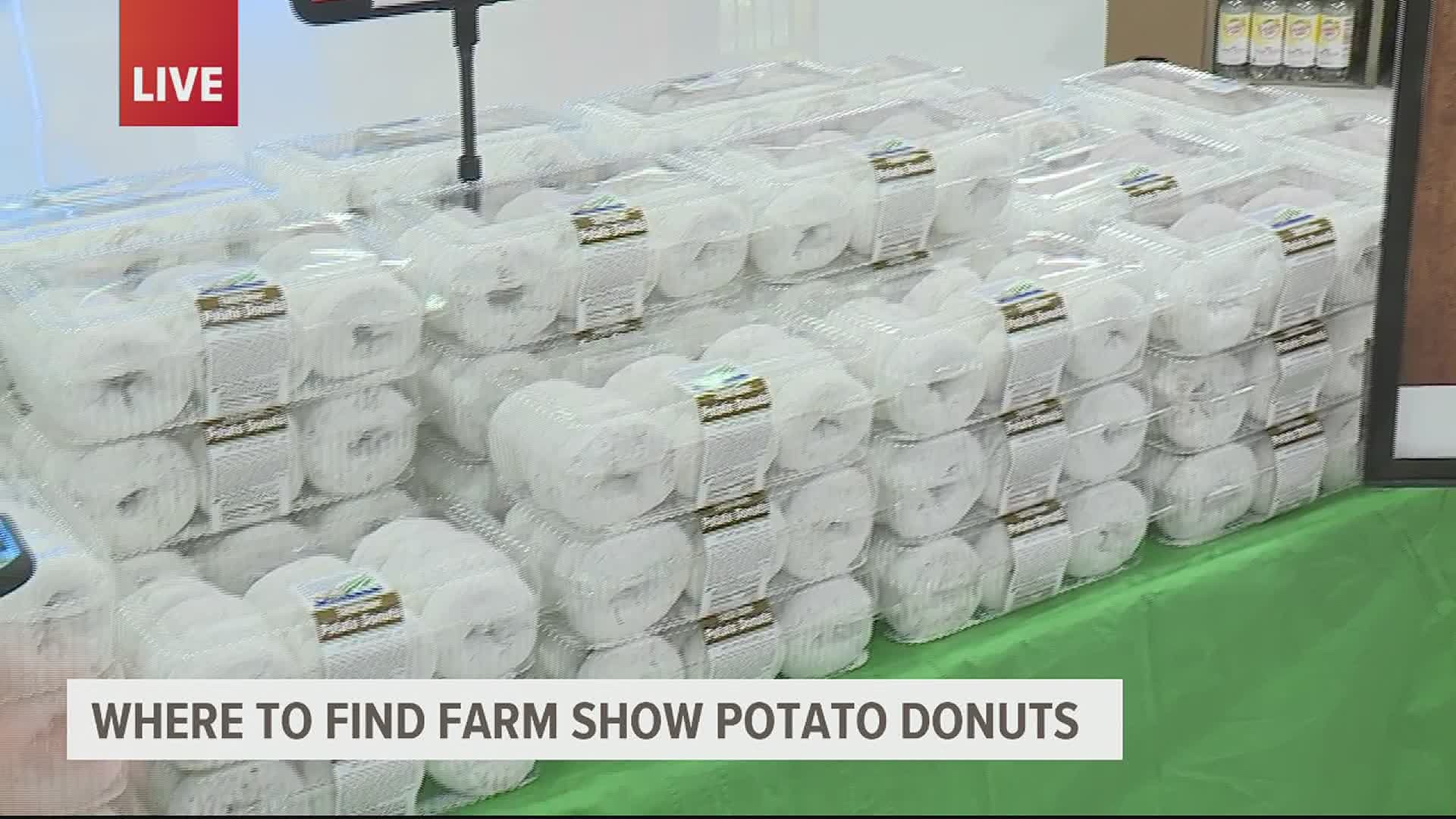 The Pennsylvania Farm Show powdered sugar potato donuts available for purchase can be found in the bakery section of GIANT and Karns Foods stores beginning Jan. 8.