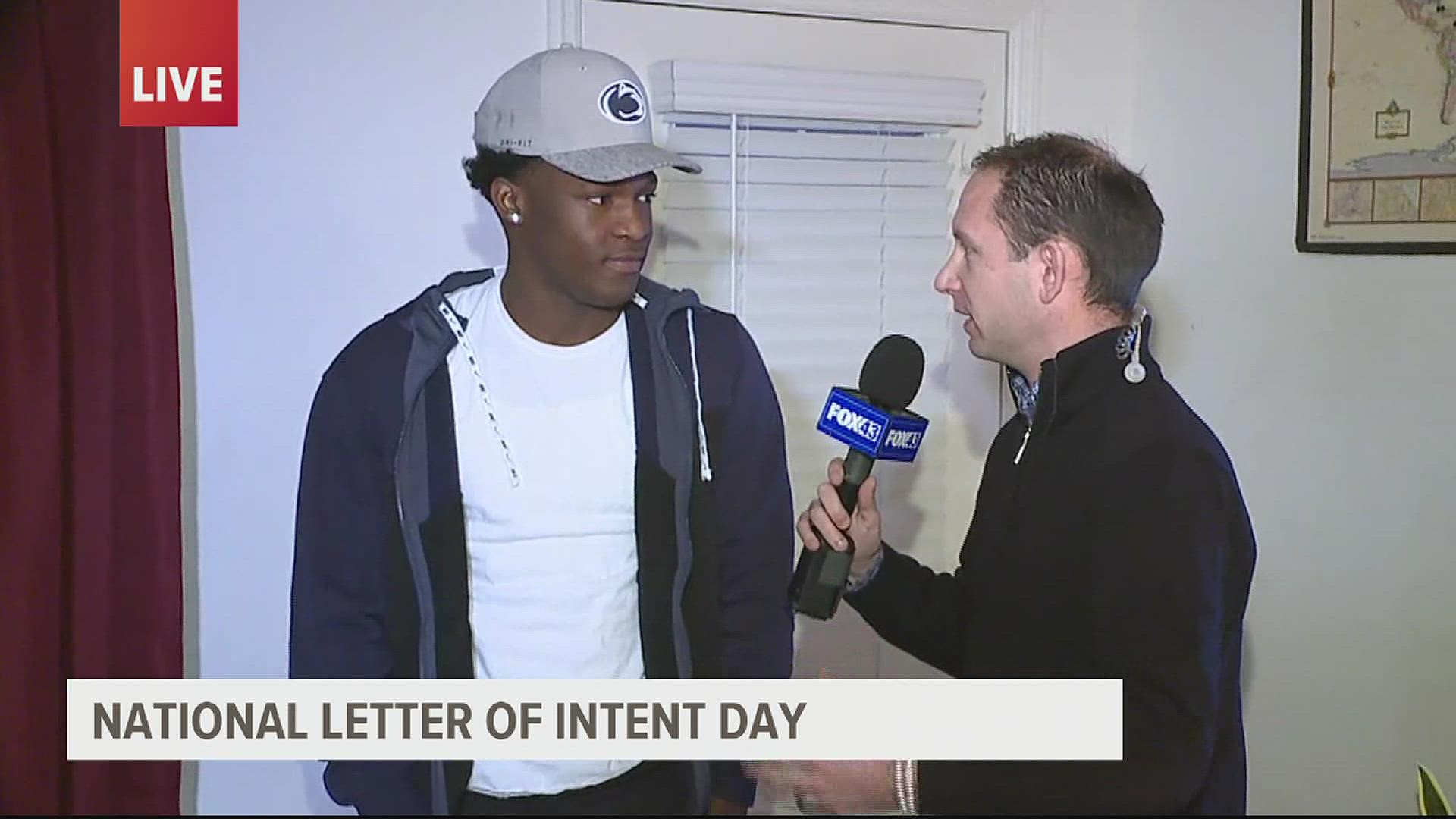 FOX43's Andrew Kalista was live in Manheim Township as wide receiver Anthony Ivey signed his commitment to play at Penn State University.