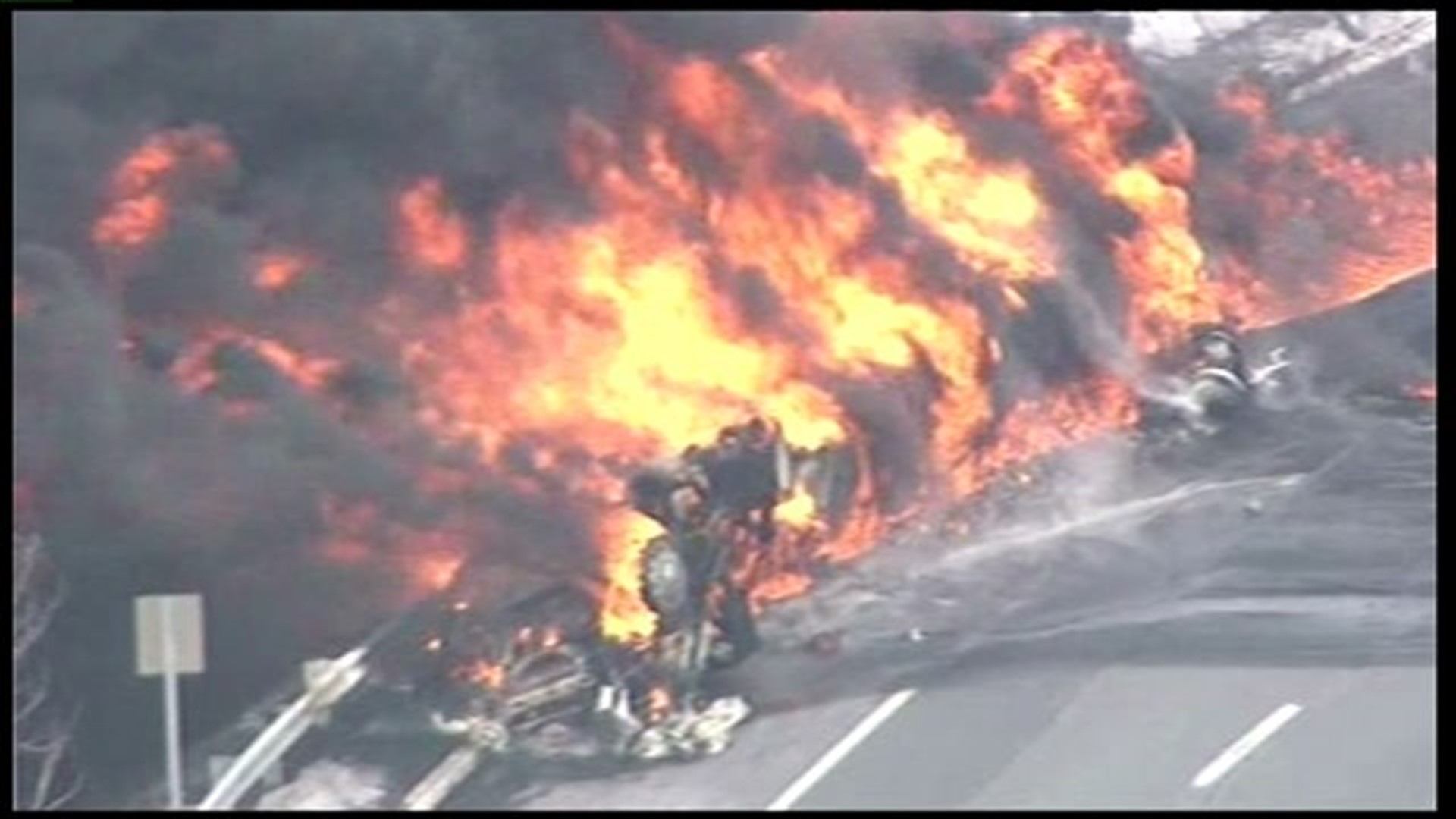 Tanker truck bursts into flames