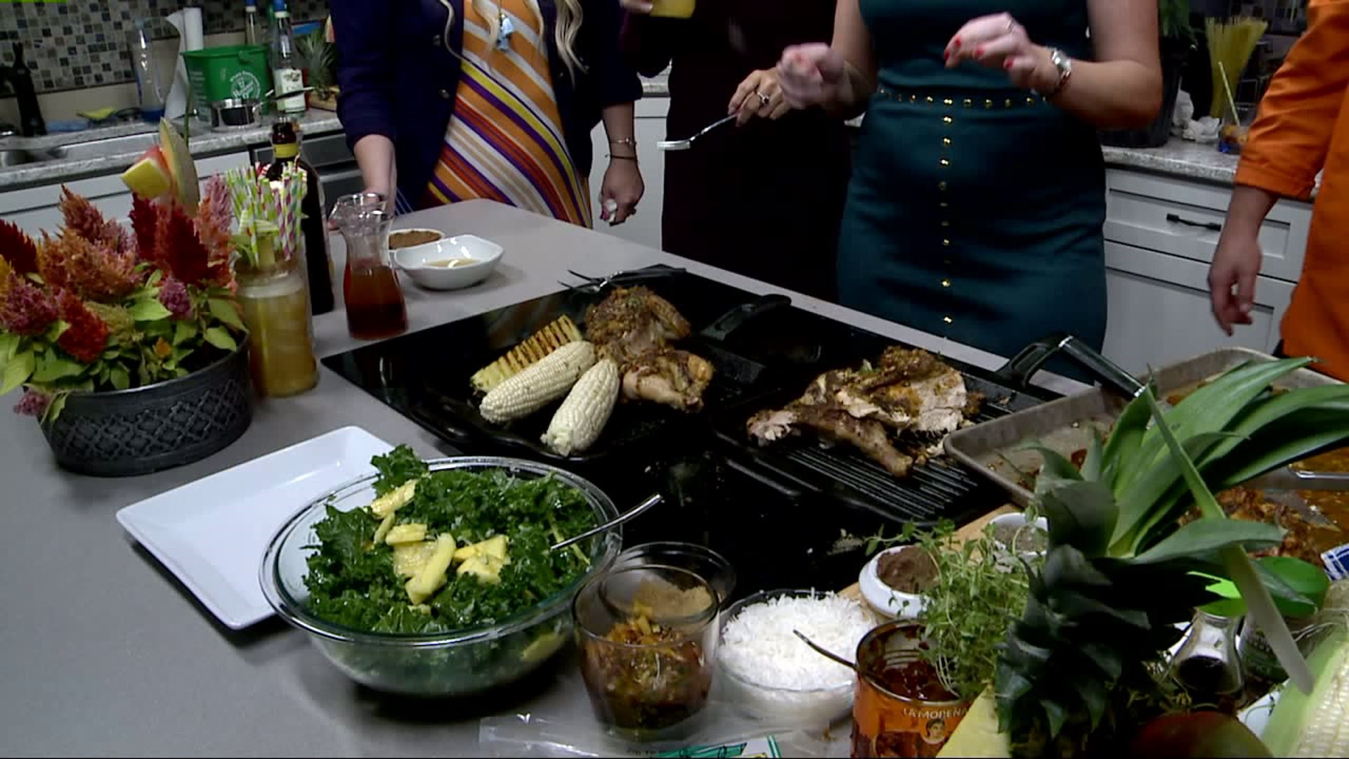 Olivia`s cooks up Jamaican jerk chicken w grilled pineapple