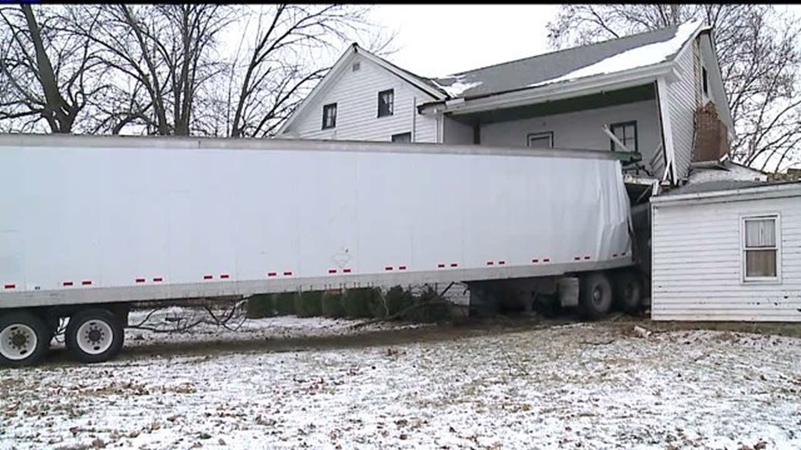 Tractor Trailer Crashes Into Adams County Home, 10 Feet From Woman ...