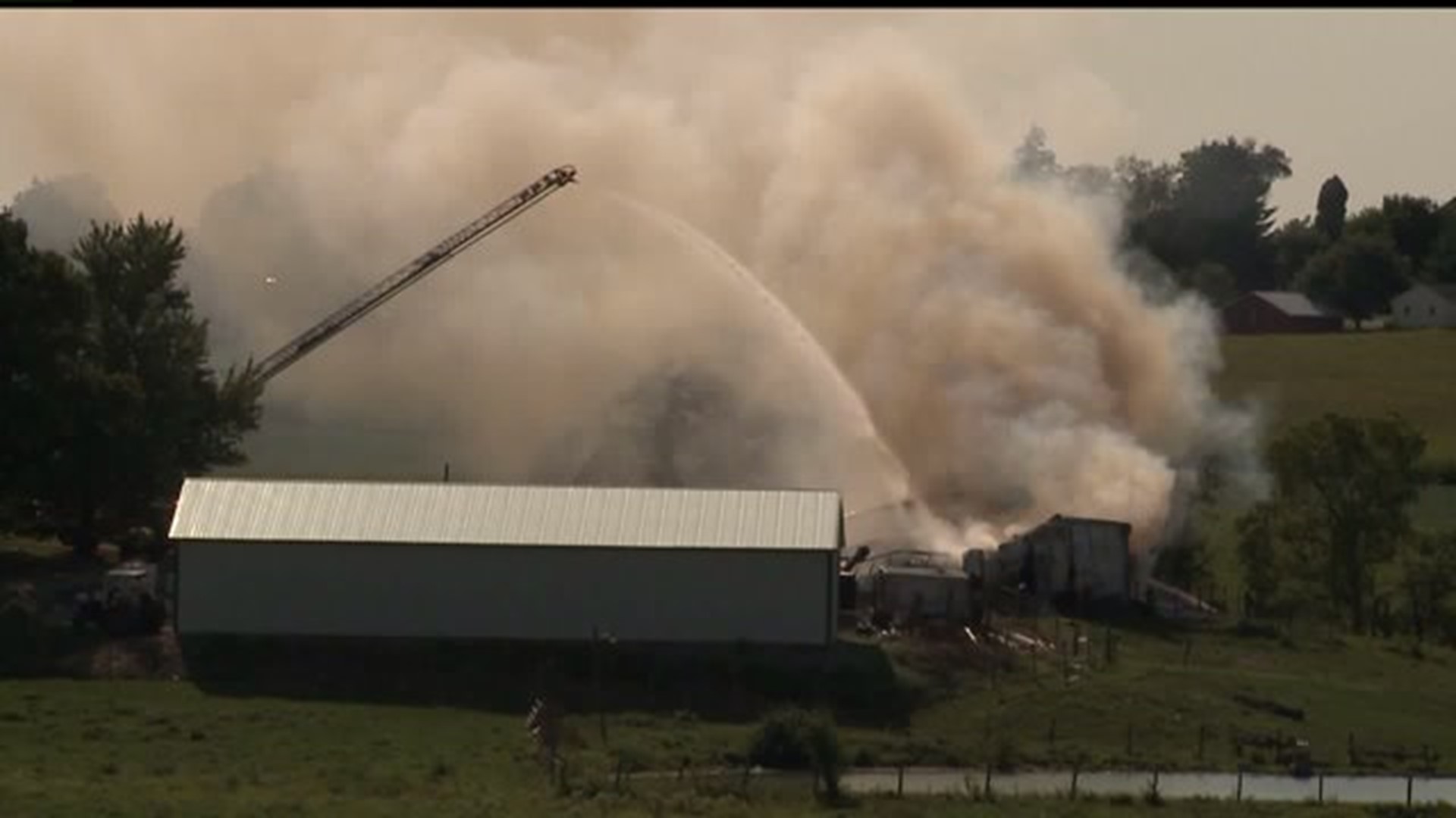 Fire crews battling barn fire in York County