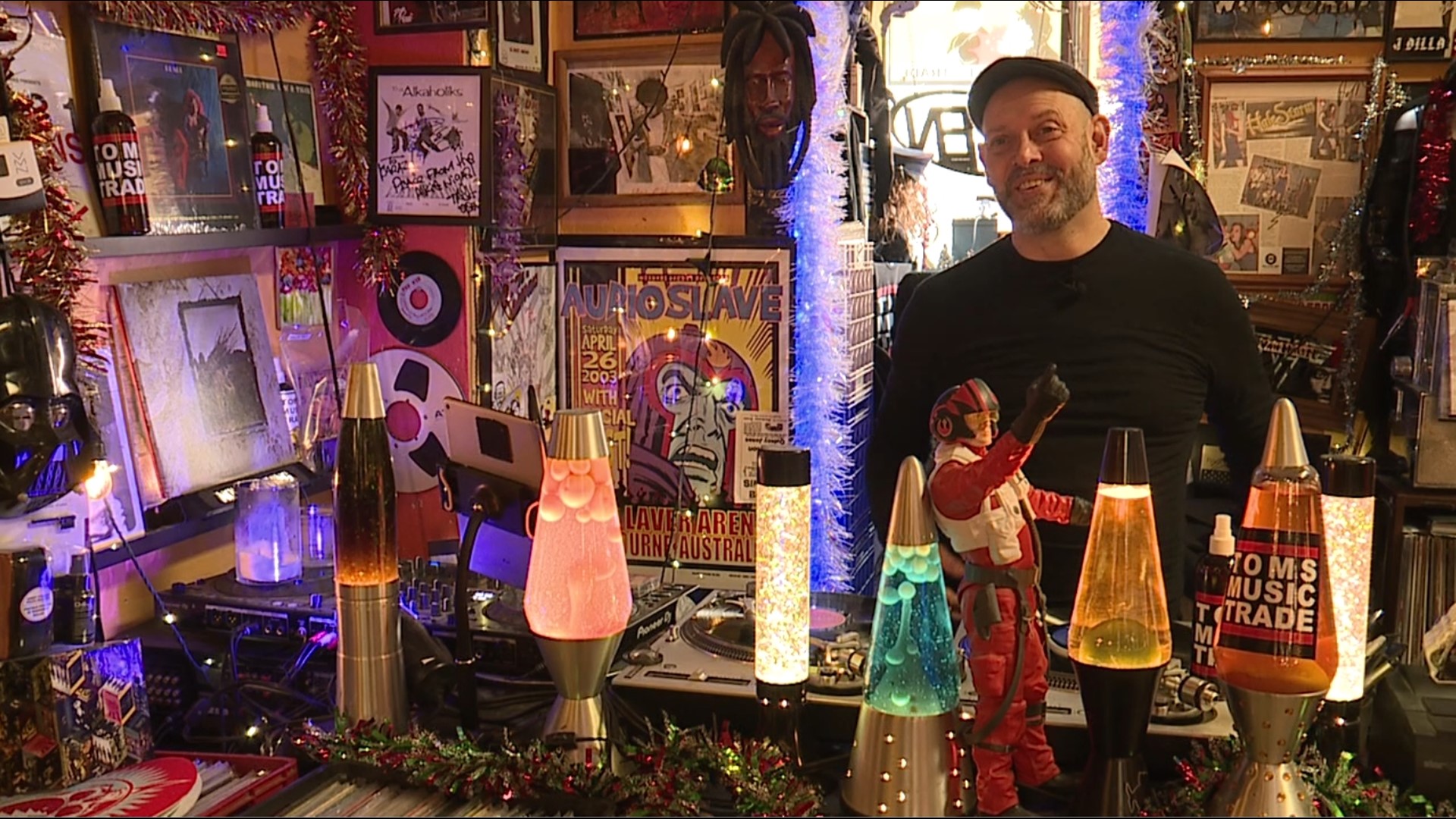 The shop's owner, Thomas Anderton, says that he's obsessed with music record and memorabilia, which led to him opening a museum at the rear of his Red Lion shop.