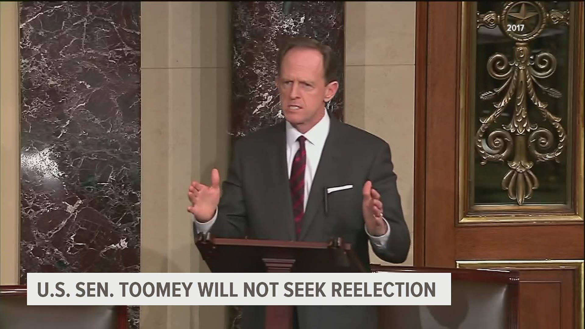Senator Toomey says it is time for him to move away from politics, and  he will not be seeking re-election in 2022.