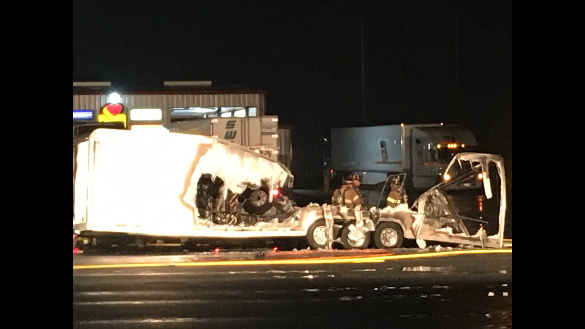 Fire destroys big rig at Lebanon County truck stop