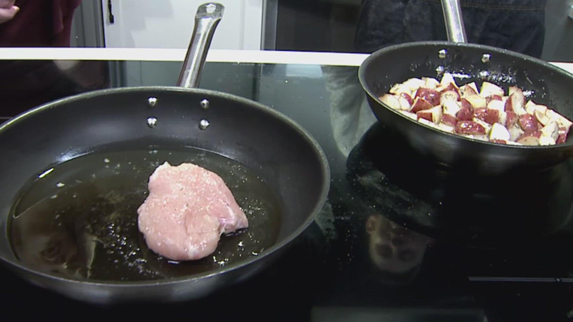 Chef Ryan Brown from Wyndridge Farm prepares Chicken Chesapeake in the ...