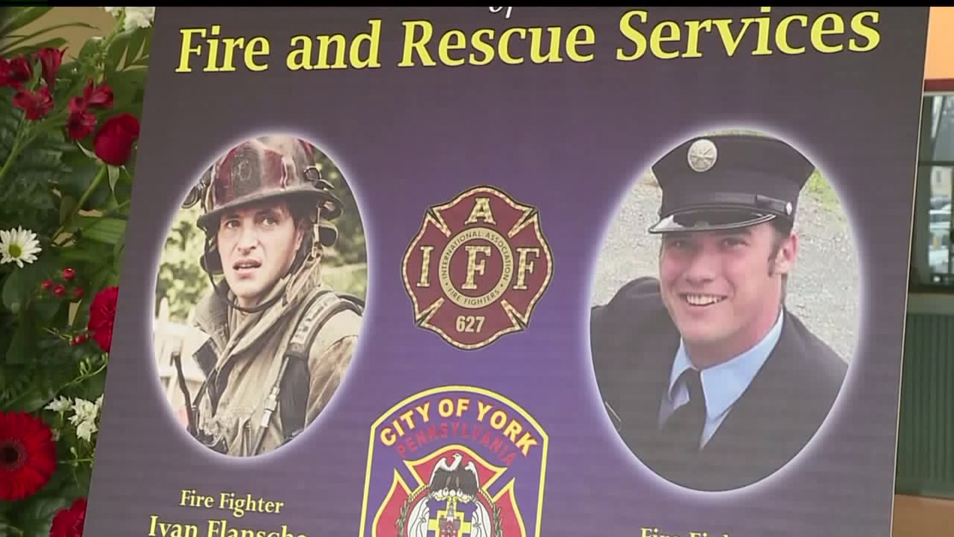 Badges of fallen York Firefighters retired