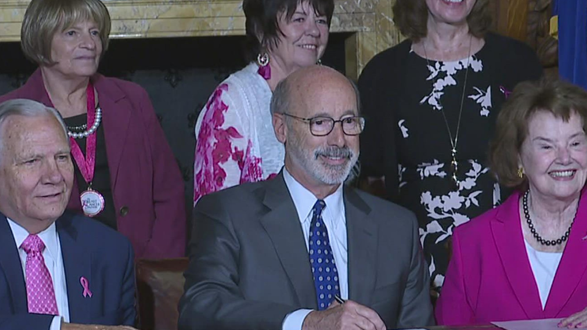 Governor Wolf held a ceremonial bill signing on Tuesday for the PA Breast Cancer Coalition's breast cancer research legislation Senate Bill 445.