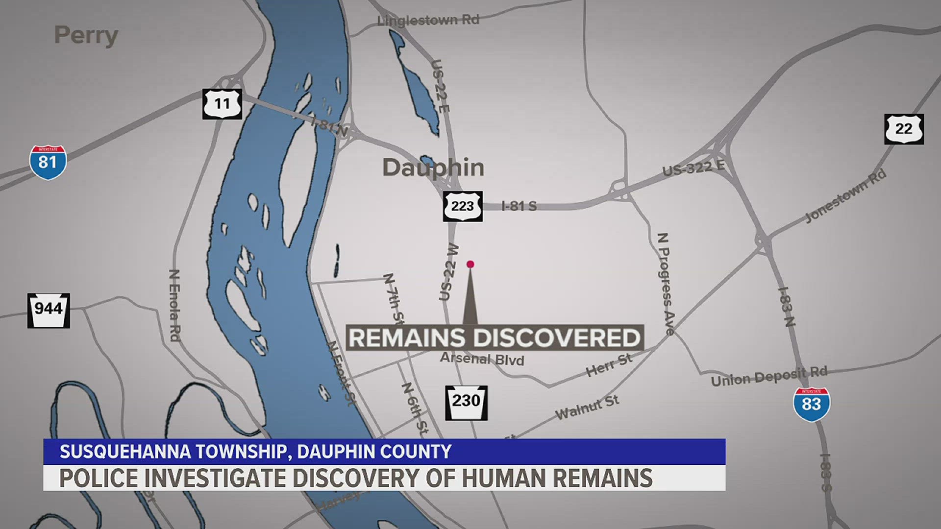 Susquehanna Township Police discovered remnants of human remains on the 1300 block of Crooked Hill Road at 1:30 p.m. on March 19.