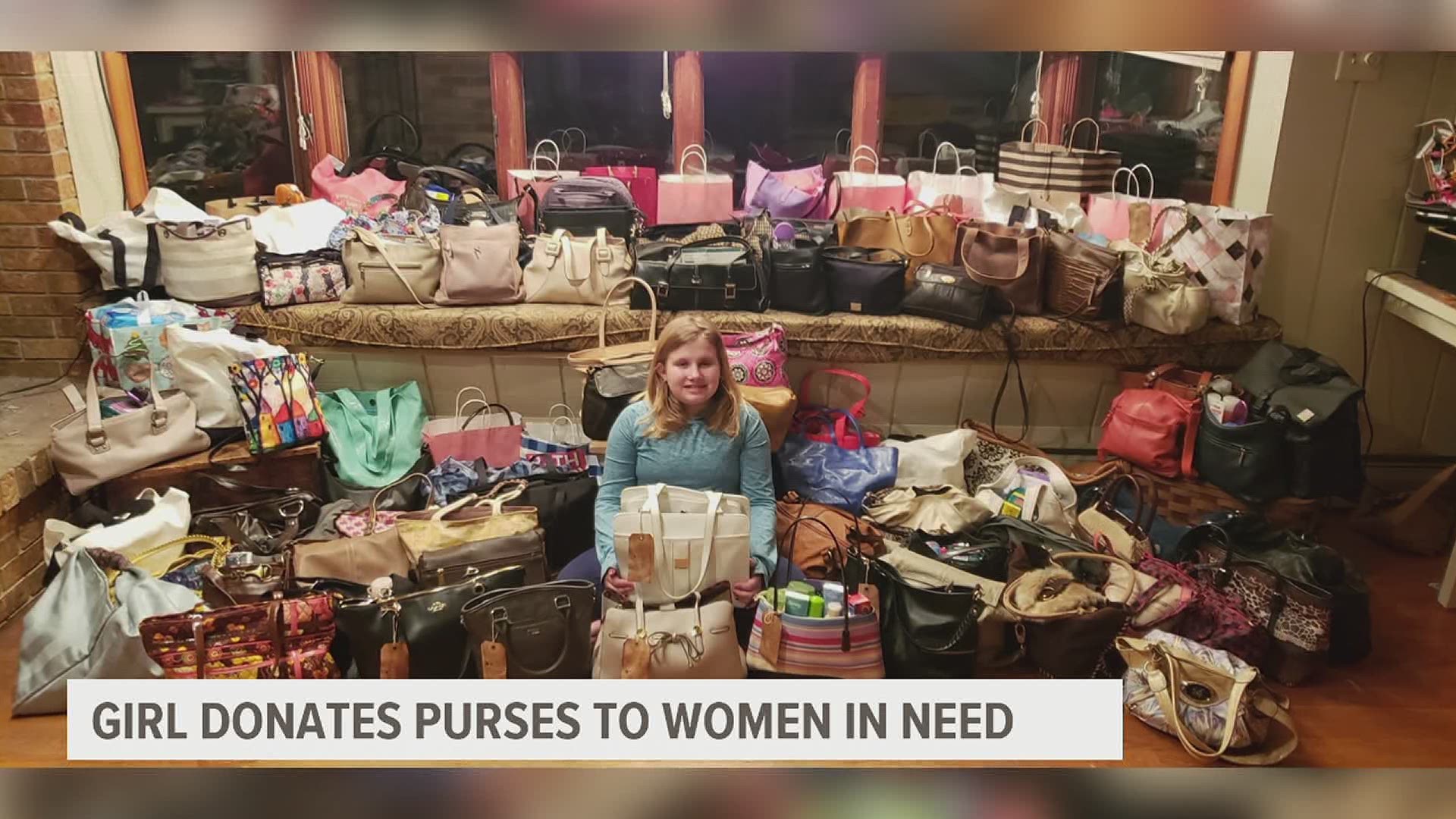 A New Salem Elementary School fourth-grader is donating purses filled with essential toiletries to women in shelters around the community.