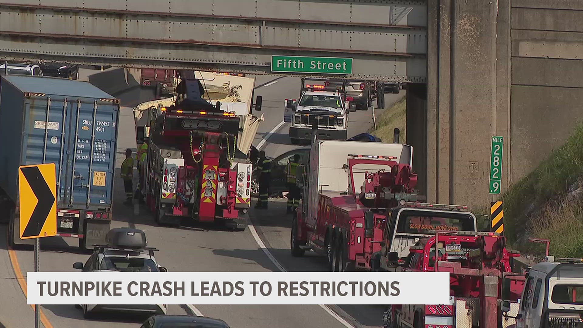 The eastbound lanes of the PA Turnpike in Lancaster County were closed Friday afternoon due to a crash involving a tractor trailer and other vehicles.