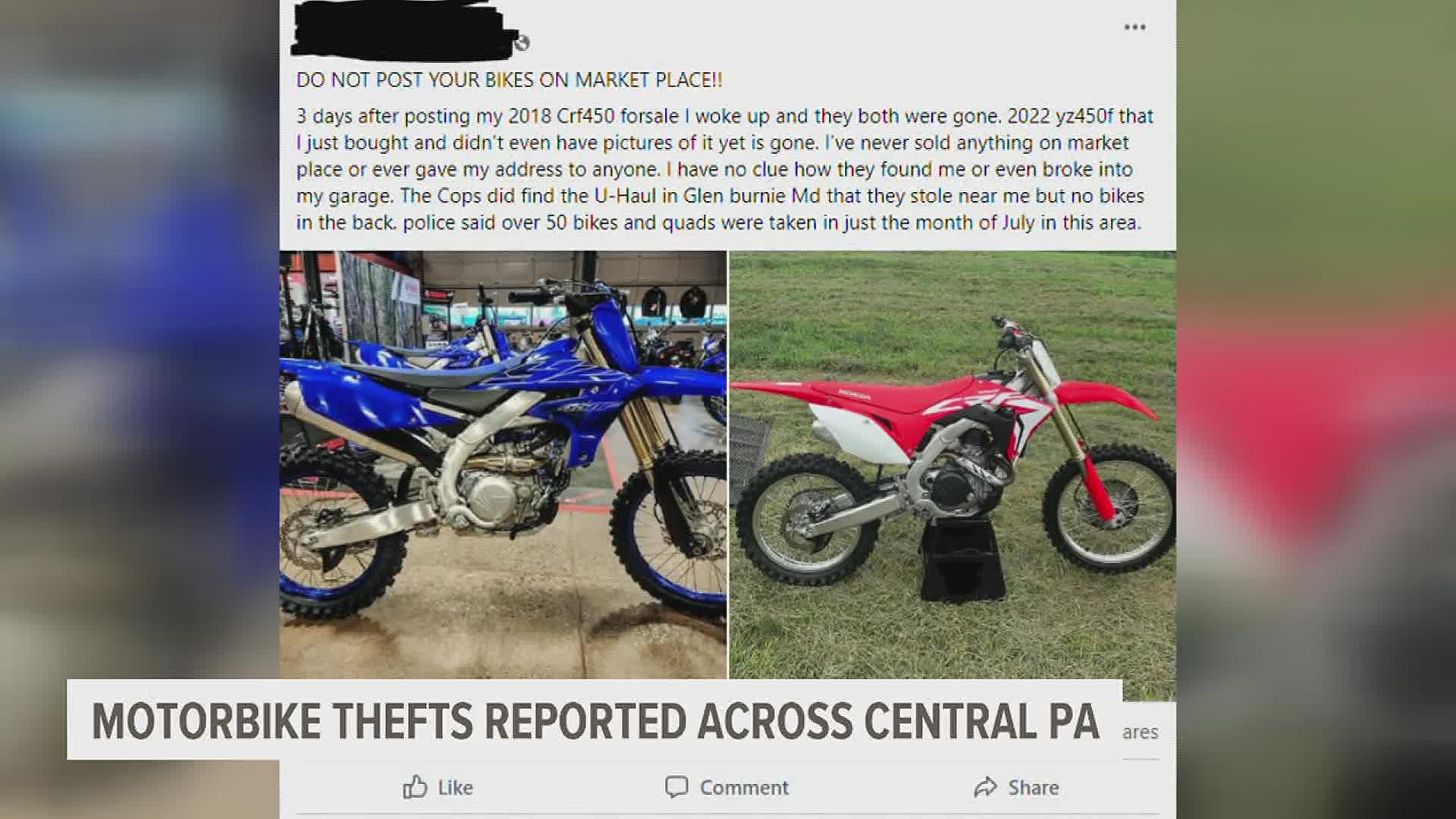Victims say their bikes were stolen after being put up for sale on Facebook Marketplace.