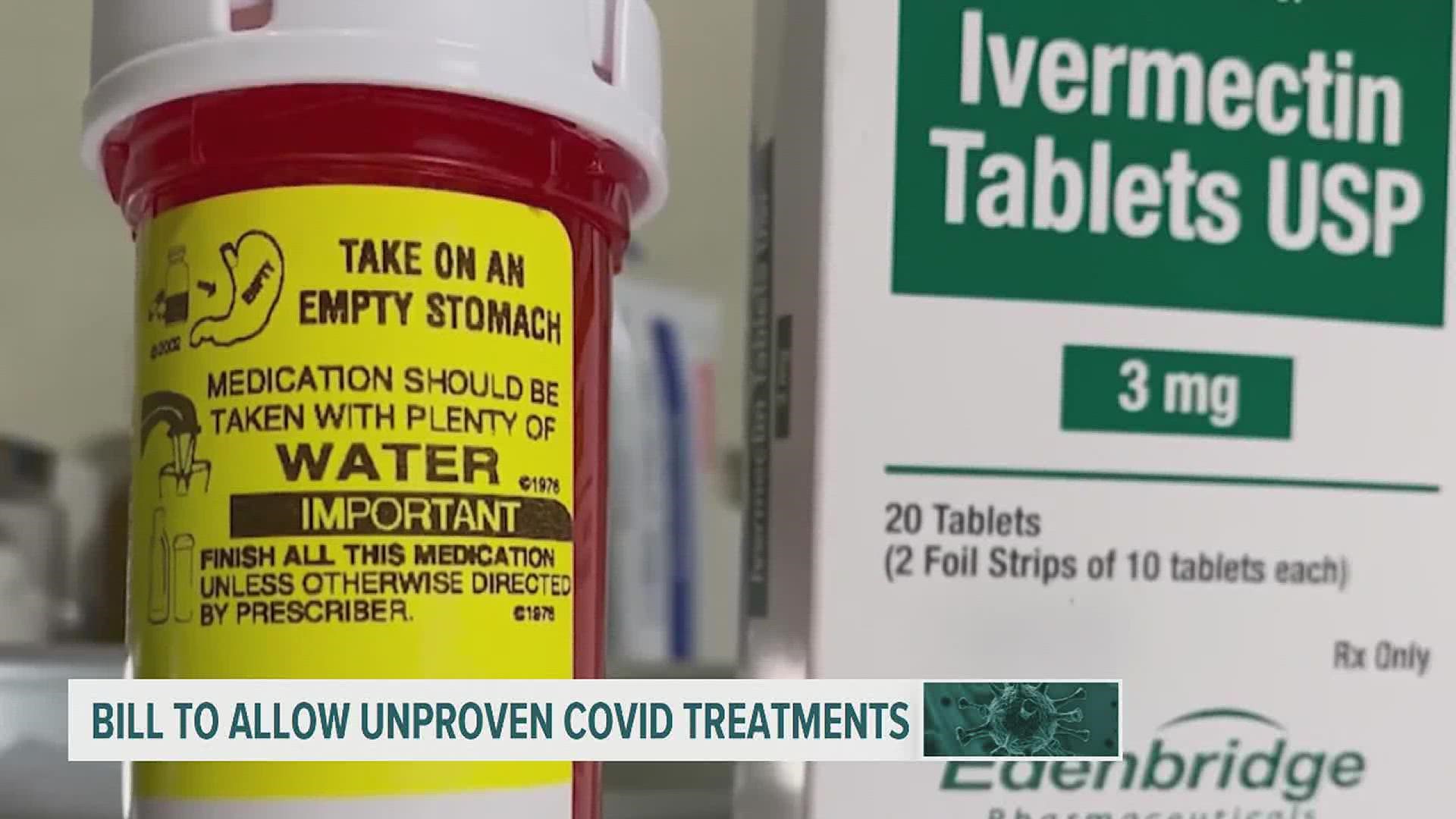 State lawmakers are considering a bill that would allow doctors to prescribe off-label drugs to treat COVID-19 without facing criminal or professional penalties.