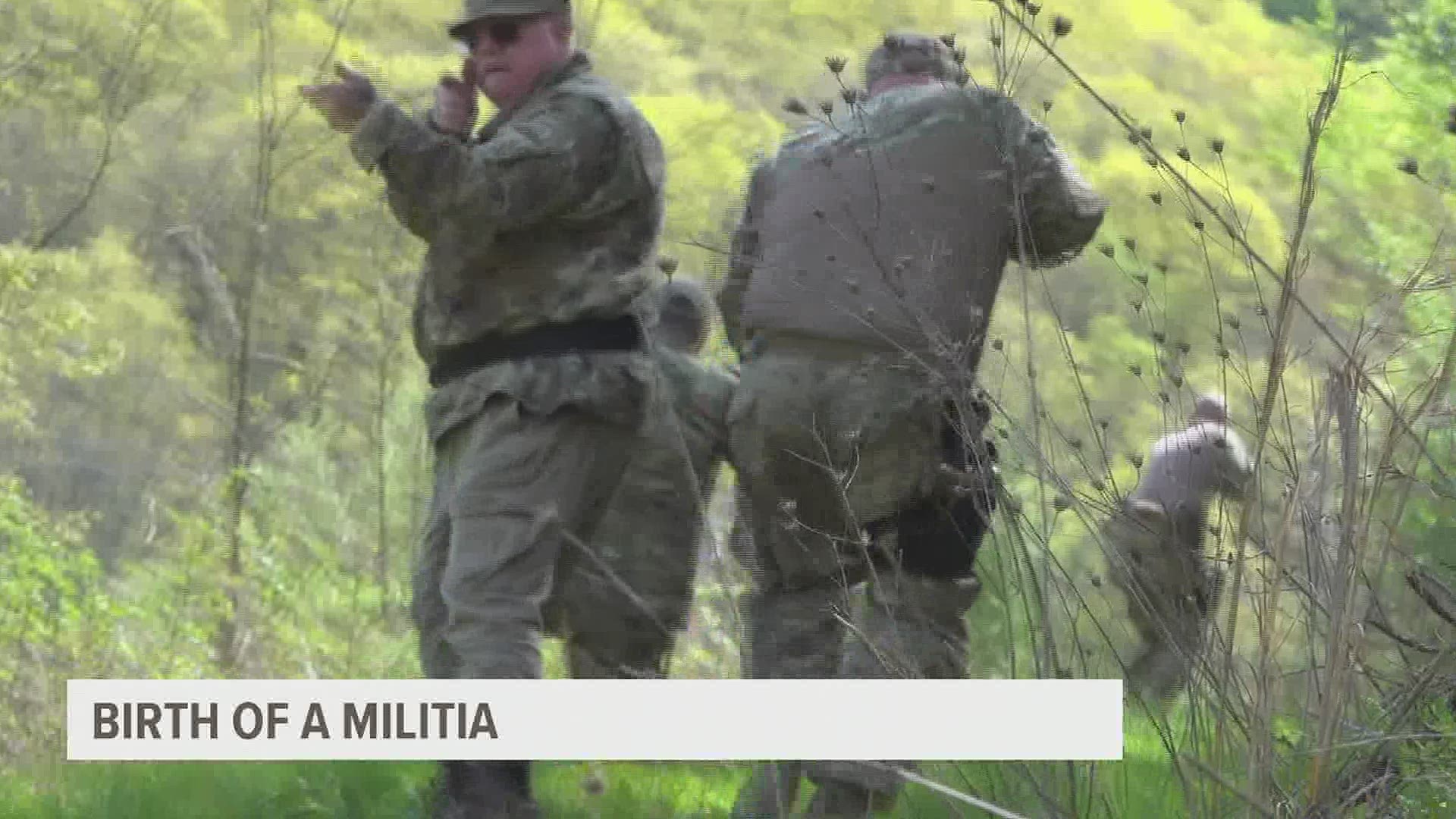 Members of the Pennsylvania volunteer militia may be dressed for war, but the true battle they face is of words and ideas.