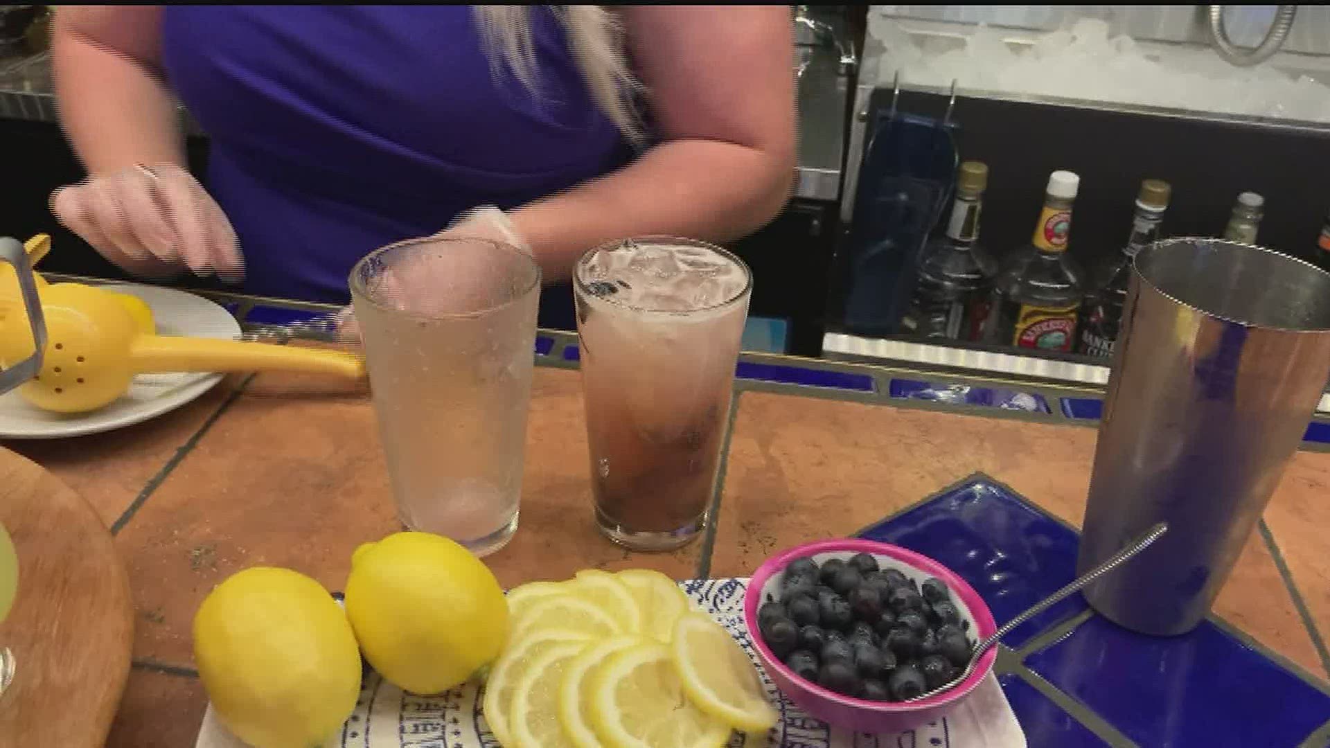 Olivia's Prepares a Blueberry Lemonade Crush to go with your fire girlled salmon.