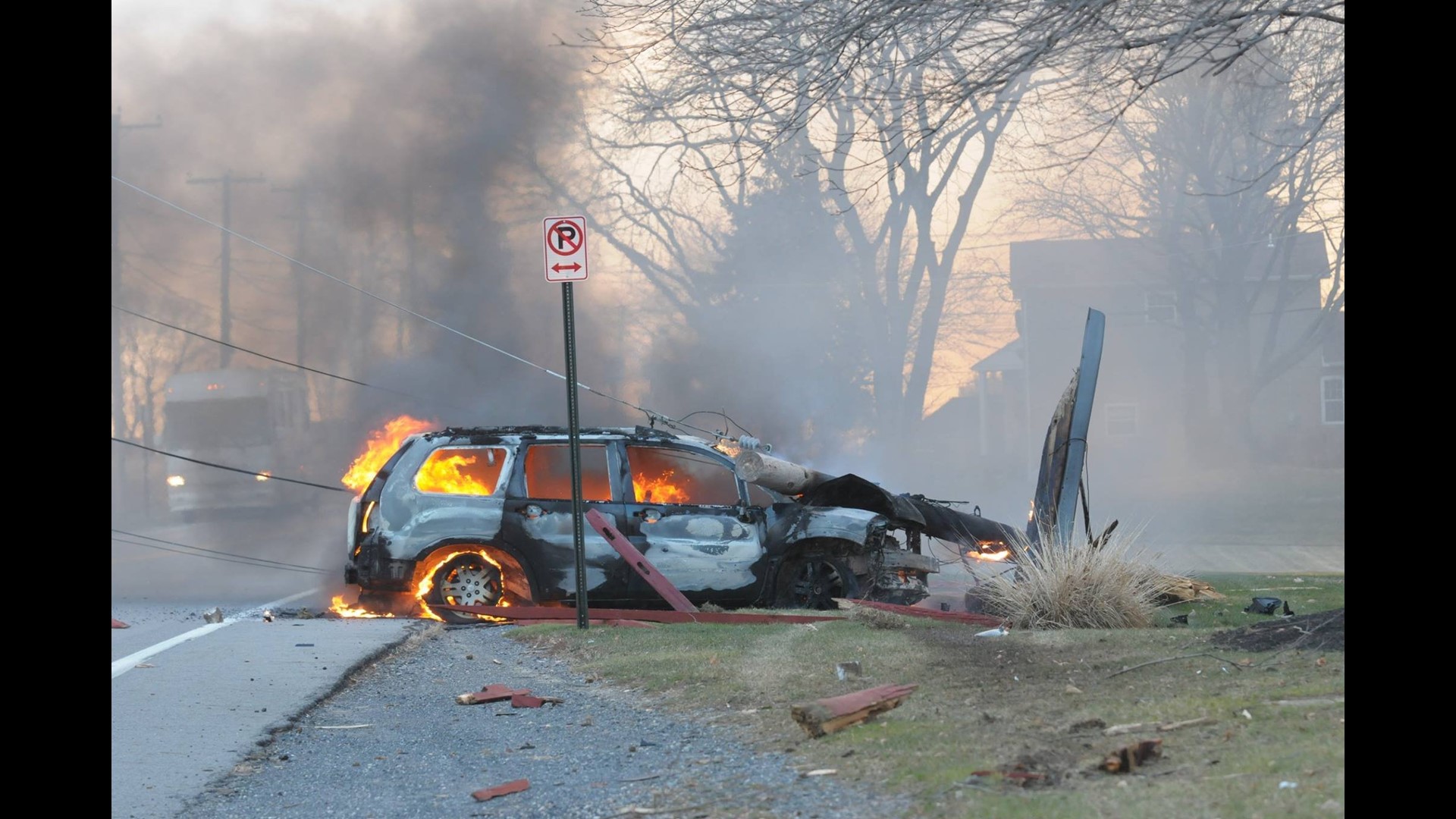 Fiery crash along Route 322 near Dauphin and Lebanon County line