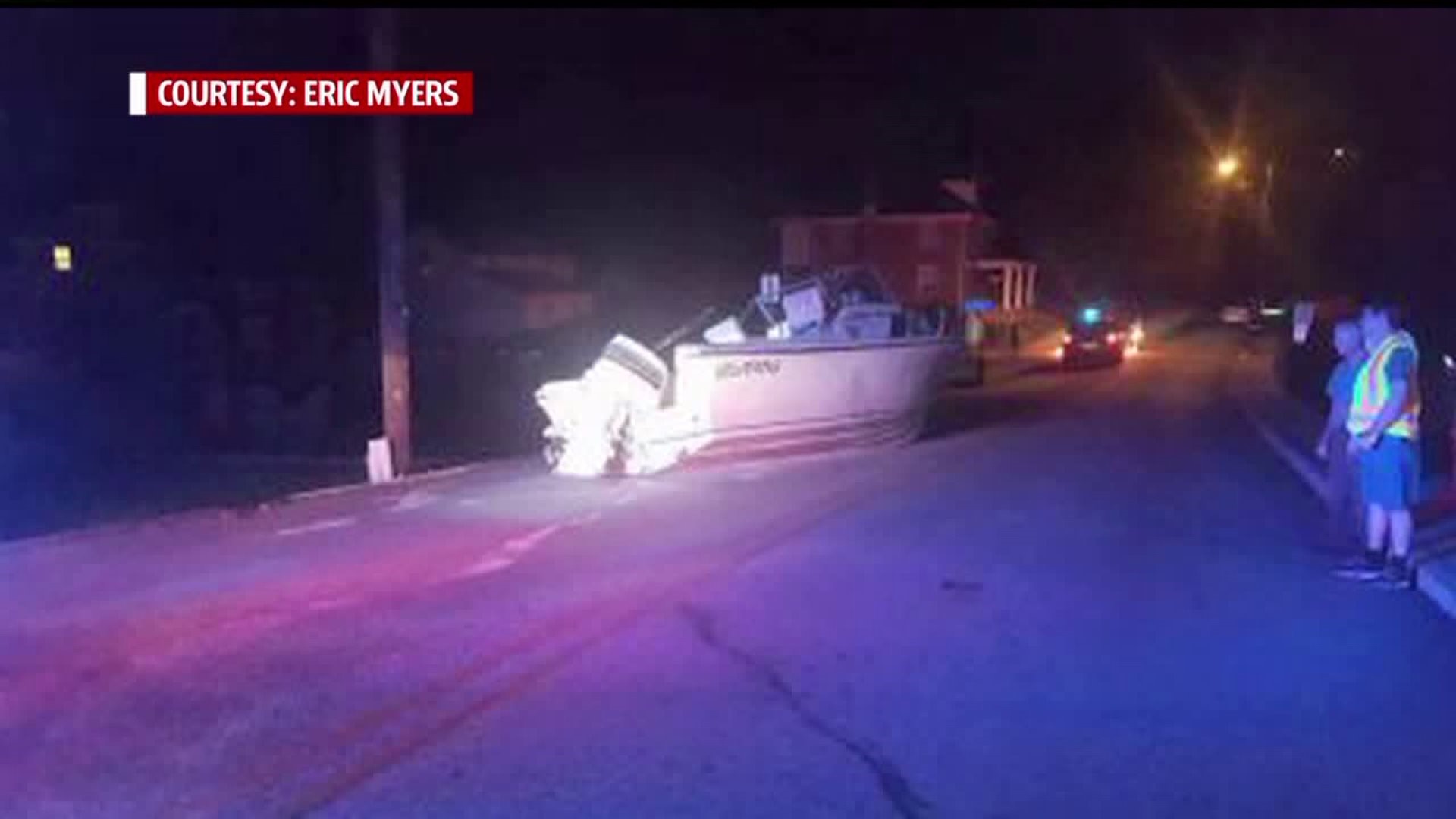 Abandoned ship: a boat left on the road after a hit-and-run in York Co.