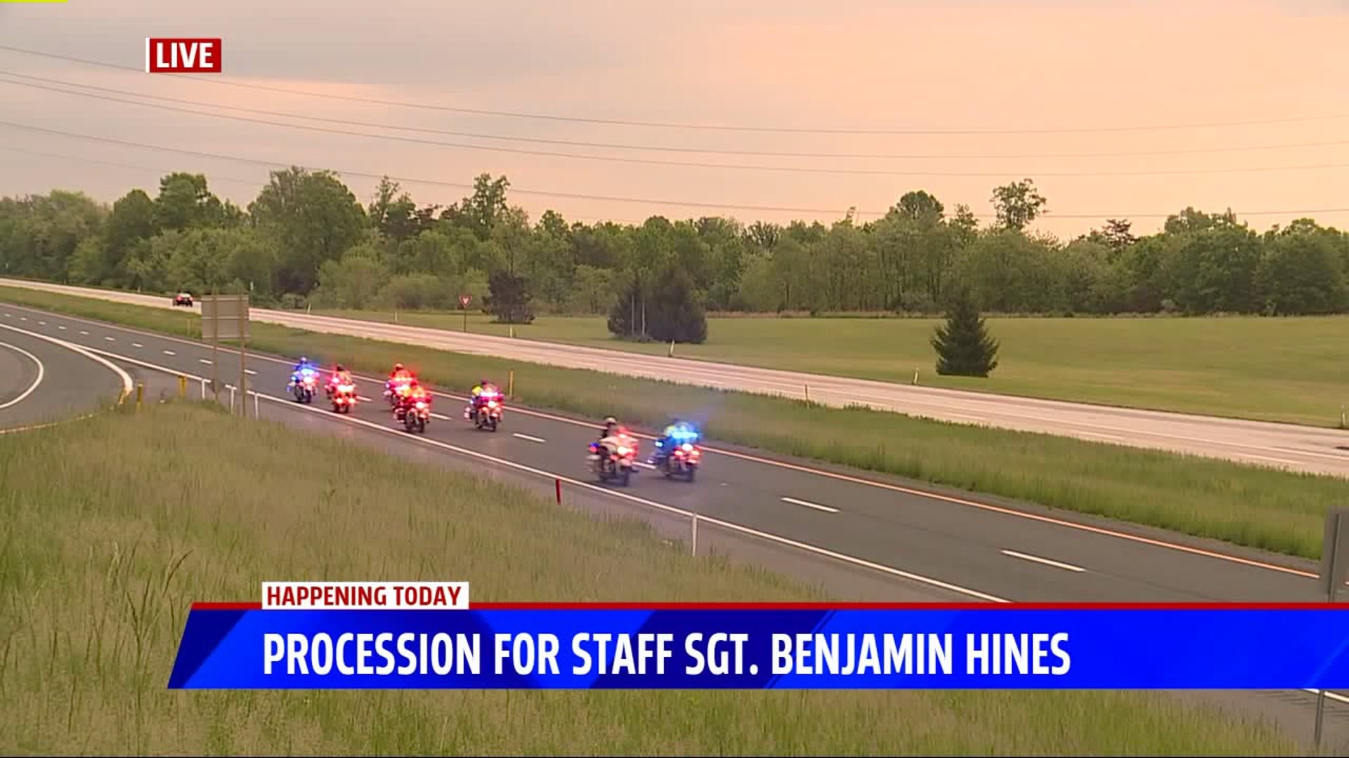 Procession for Sgt. Benjamin Hines on Route 15
