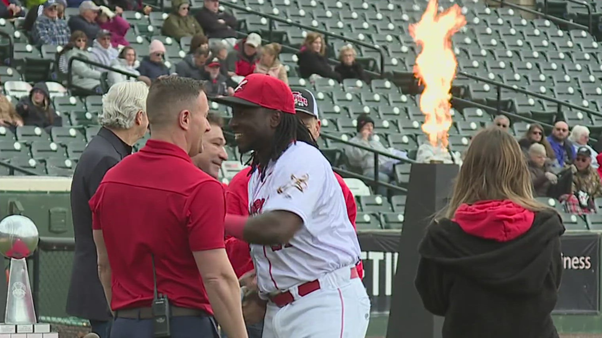 Lancaster receives their Atlantic League championship rings in pregame ceremony at Clipper Magazine Stadium