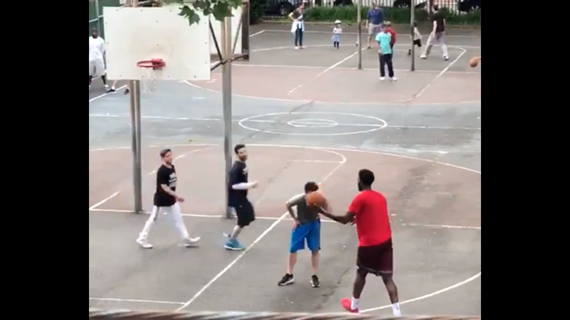 Sixers’ Joel Embiid bounces ball off guy’s head, windmill dunks in