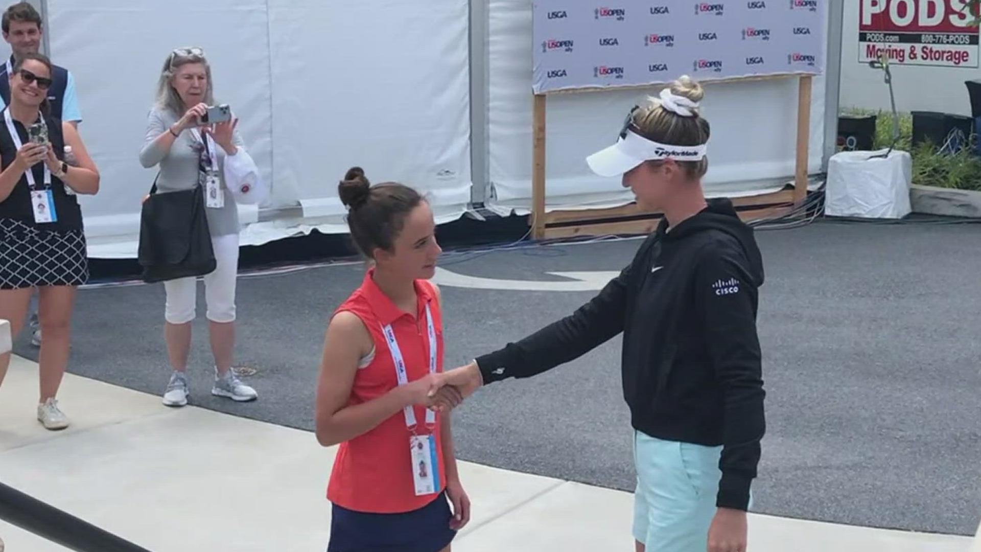 13-year-old Annabelle Stoltzfoos had the opportunity to meet Korda and ask a question at her pre-tournament press conference.