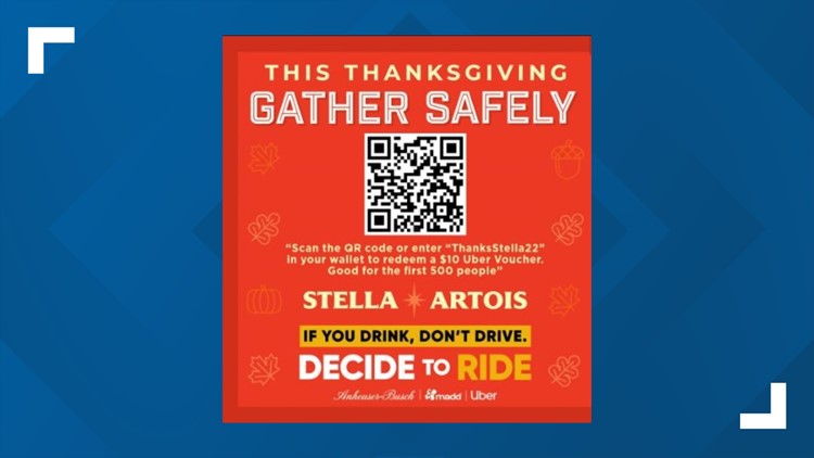 'Decide to Ride' initiative offers $10 voucher for Uber rides over Thanksgiving holiday