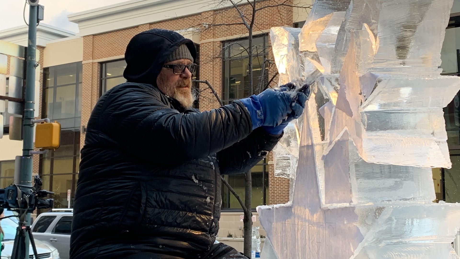 Over 47 tons of ice were on display in Downtown Chambersburg, including 16 large sculptures, 102 small sculptures, and a 40-foot-long ice slide.