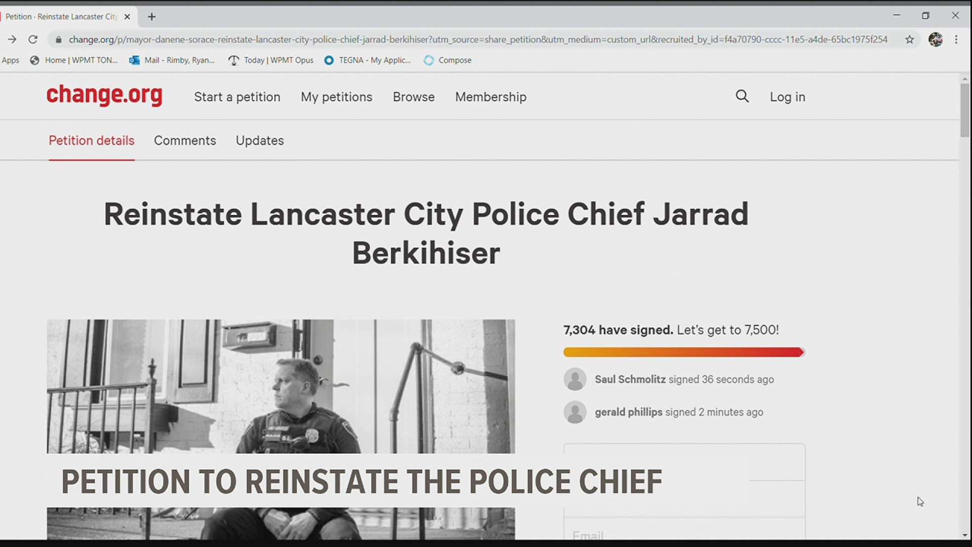 The Lancaster Co. Fraternal Order of Police says Mayor Danene Sorace asked Berkihiser to retire after his wife posted positive comments about President Trump.