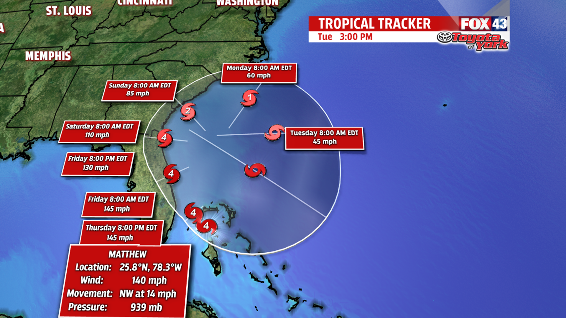 Matthew Path Hurricane Matthew: Weather service issues dire warning | fox43.com