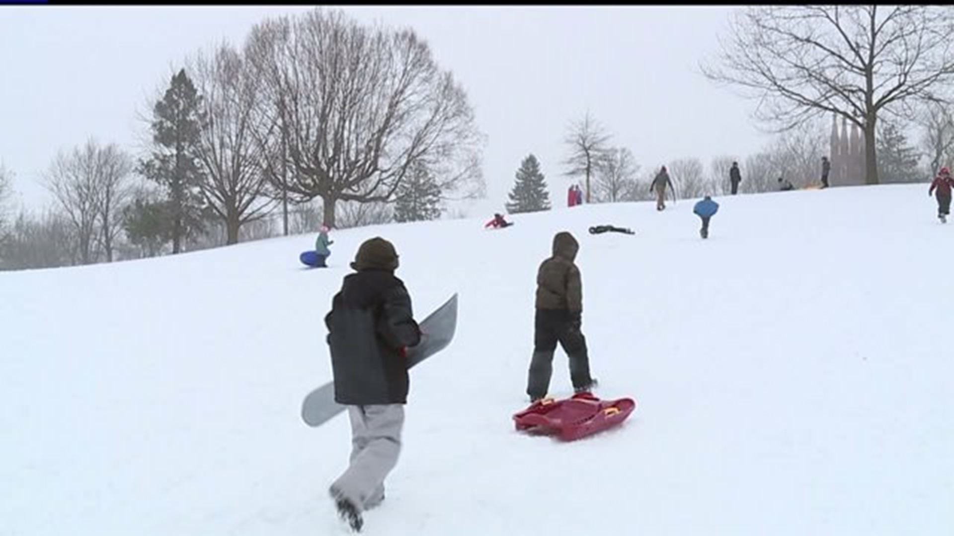 Snow day turns into sledding day at Buchanan Park in Lancaster