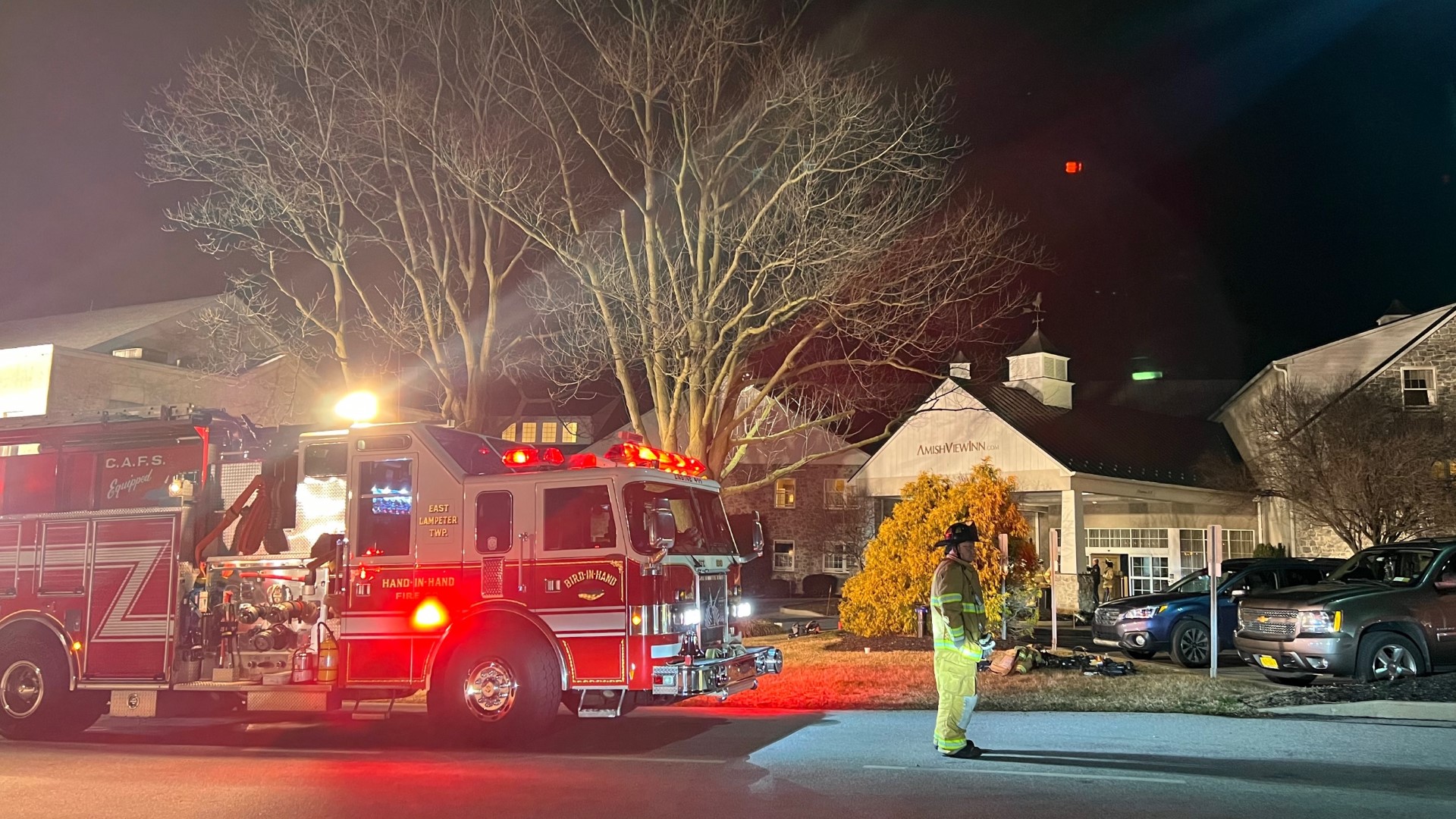 Emergency responders were called to the AmishView Inn and Suites in Leacock Township, Lancaster County, at 2:40 this morning.