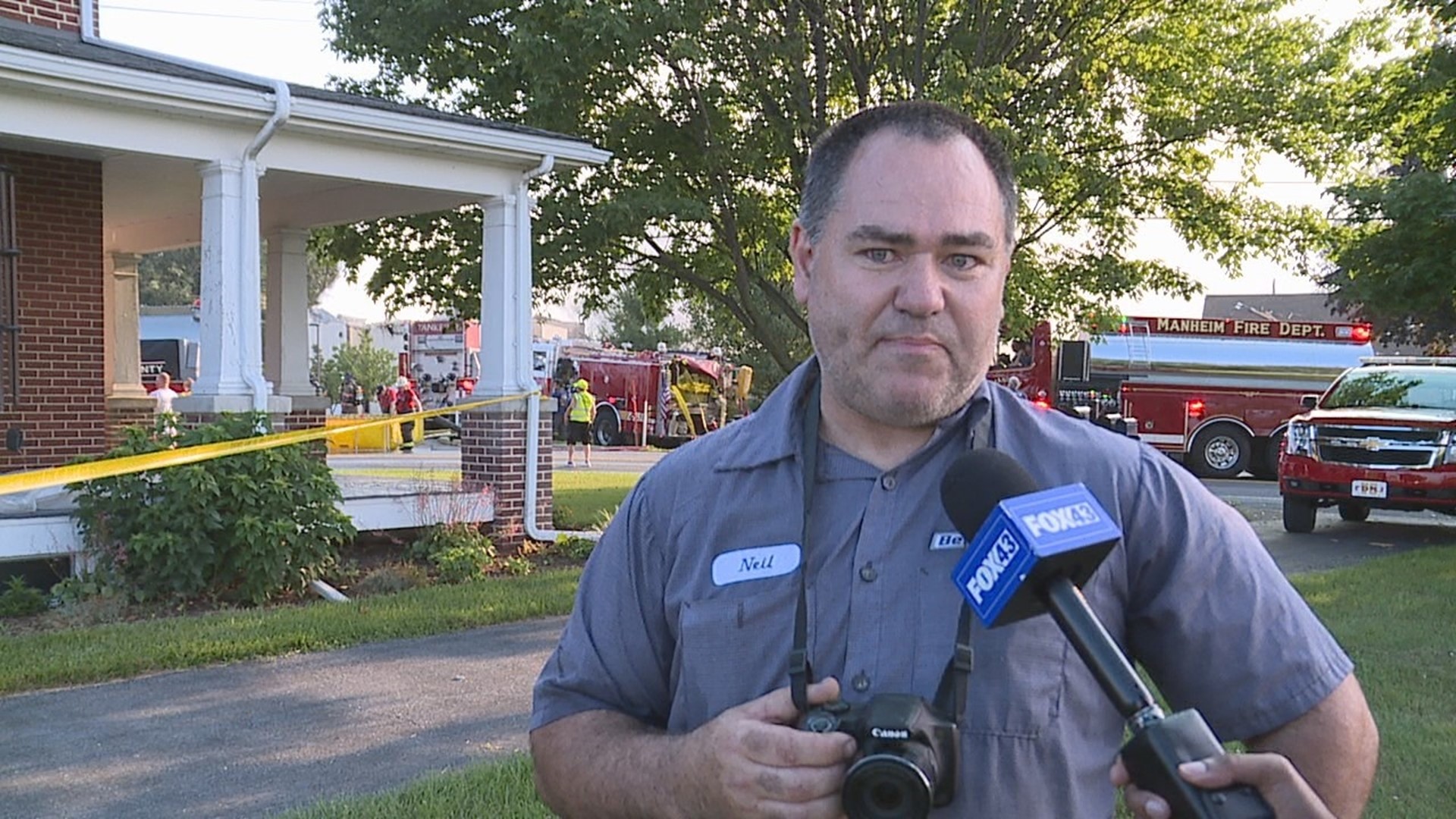 Sleeping neighbors had a rude awakening when the Rapho Township Municipal Building exploded nearby, sending debris flying and damaging six homes.