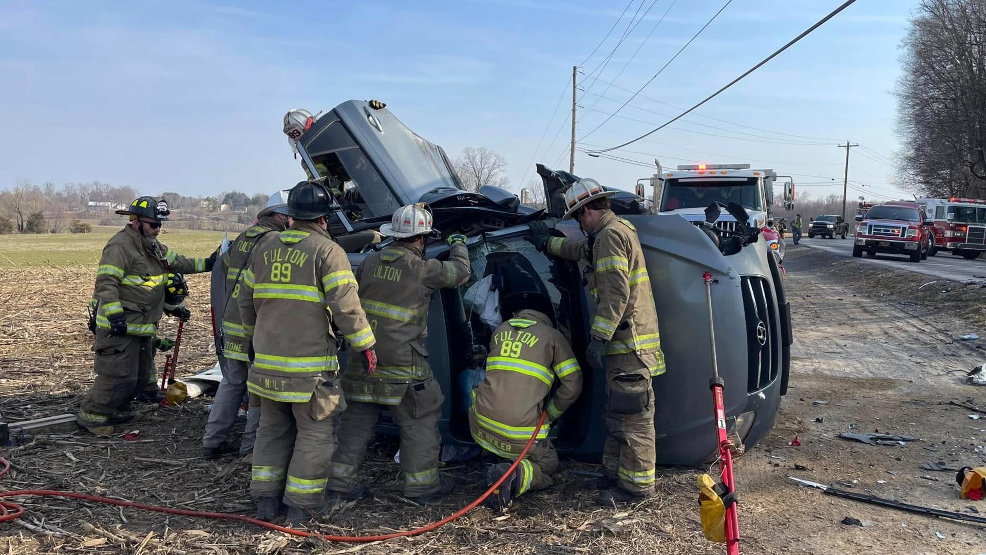 Firefighters remove three posts to free trapped driver in Lancaster ...