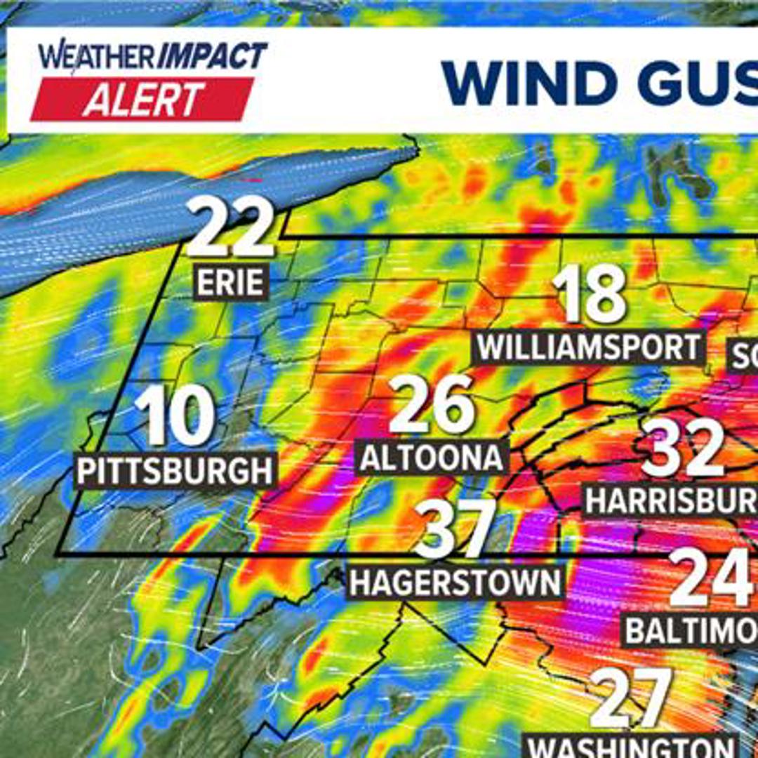 Weather Impact Alert for periods of heavy rain and gusty winds | fox43.com
