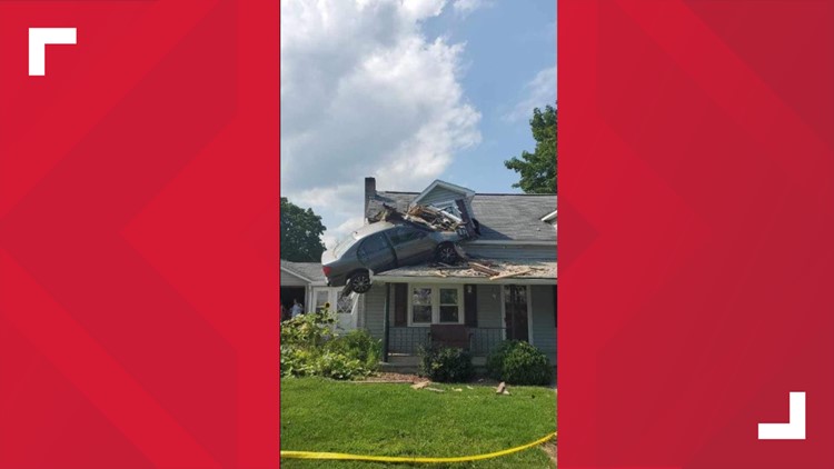 Car crashes into 2nd floor of home in Decatur Township, Pennsylvania