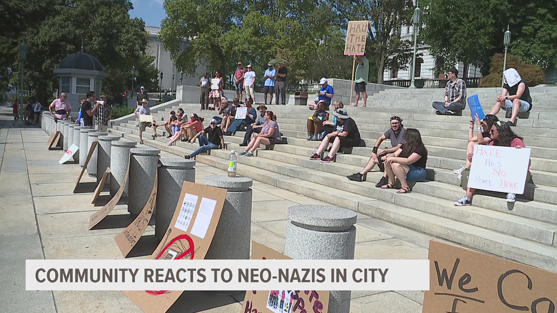 Officials in Harrisburg are investigating a neo-Nazi group after they were seen rallying around the State Capitol on Saturday.