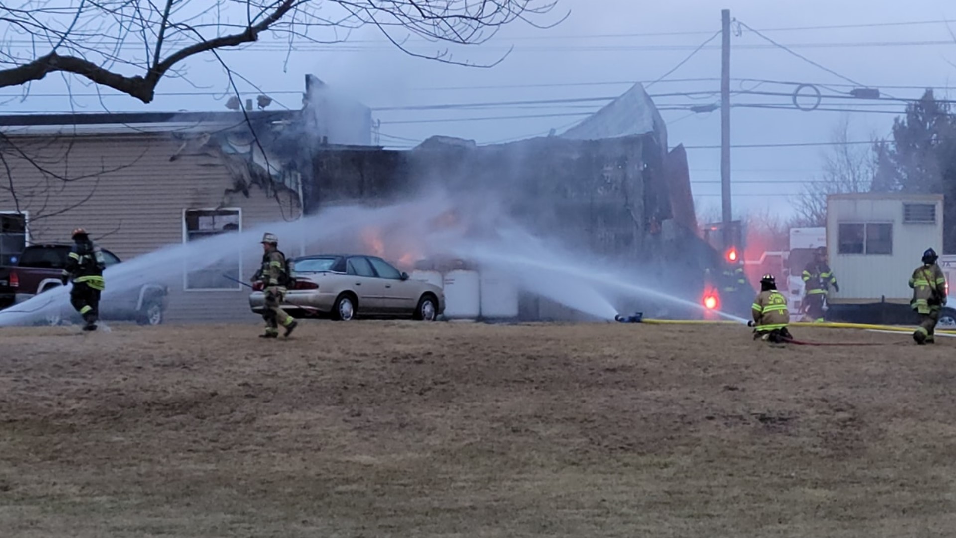 The structure caught on fire is believed to be Ed's Automotive and Services located in the 1300 block of East Main Street in Annville Township.