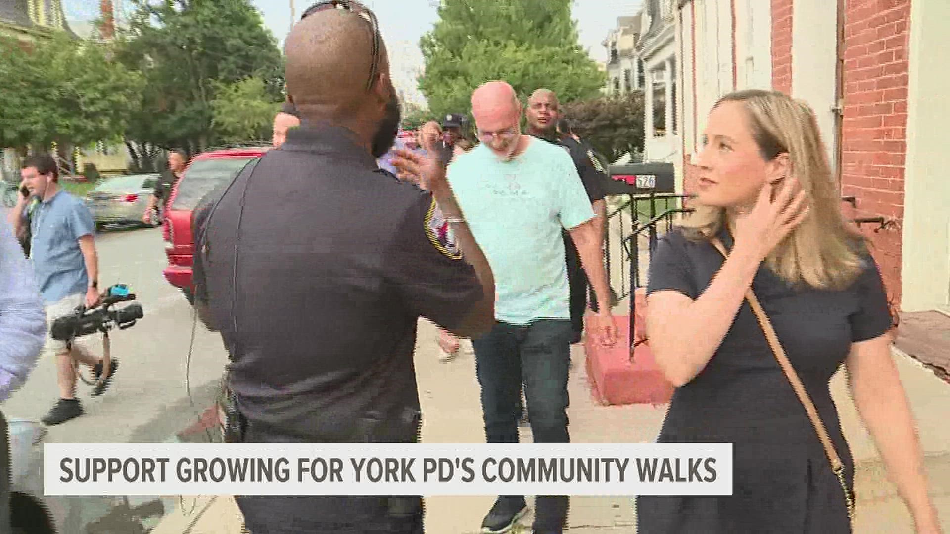 Police chiefs from Harrisburg and Carlisle joined in York Police’s community walk program, founded to improve police-community relations.