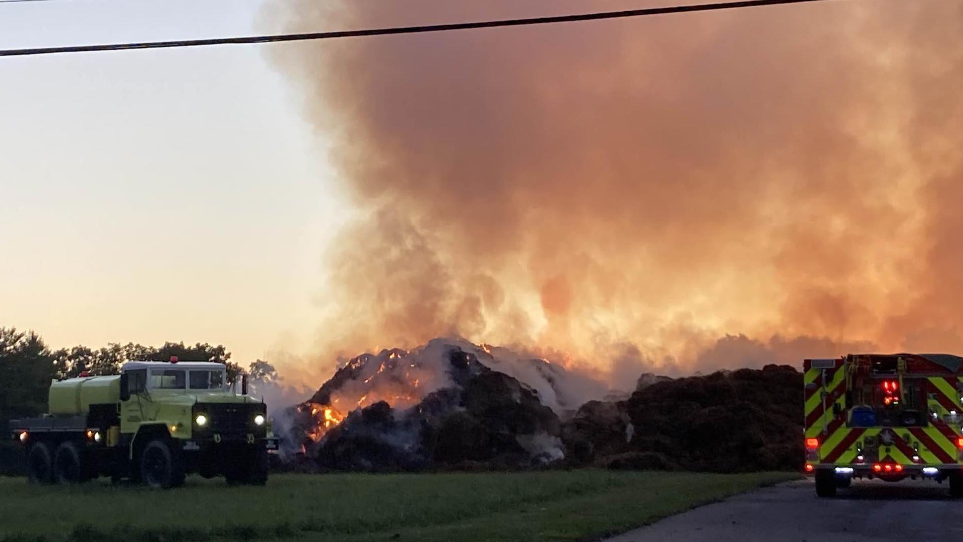 The hay bales have been burning since around 11 p.m. last night, according to Dauphin County 911 Dispatch.